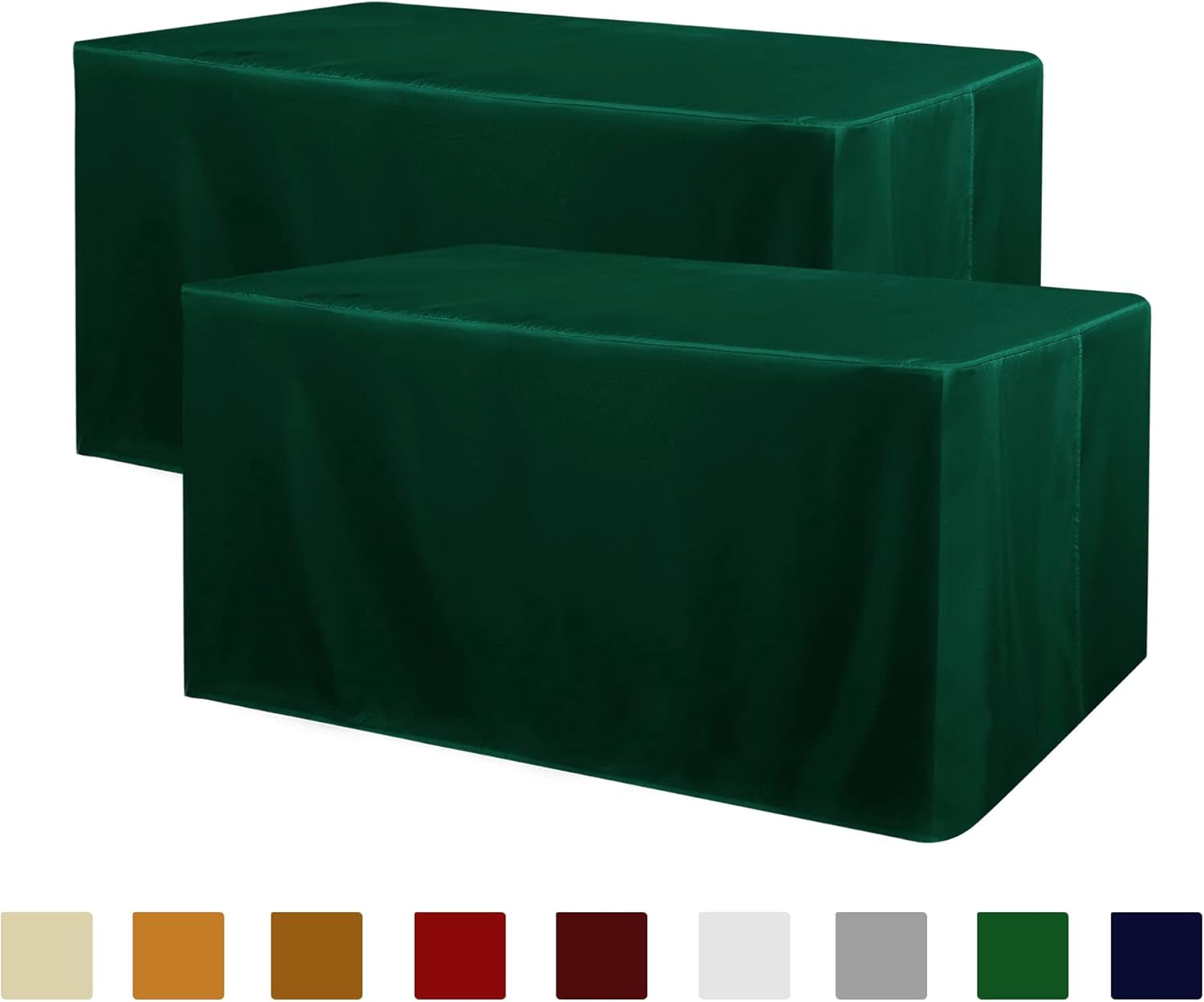 2 Pack Blackish Green Table Cloths for 6 Foot Rectangle Tables - Water Resistant Washable Fabric Polyester Rectangle Table Cover Protector for Wedding, Banquet and Trade Shows