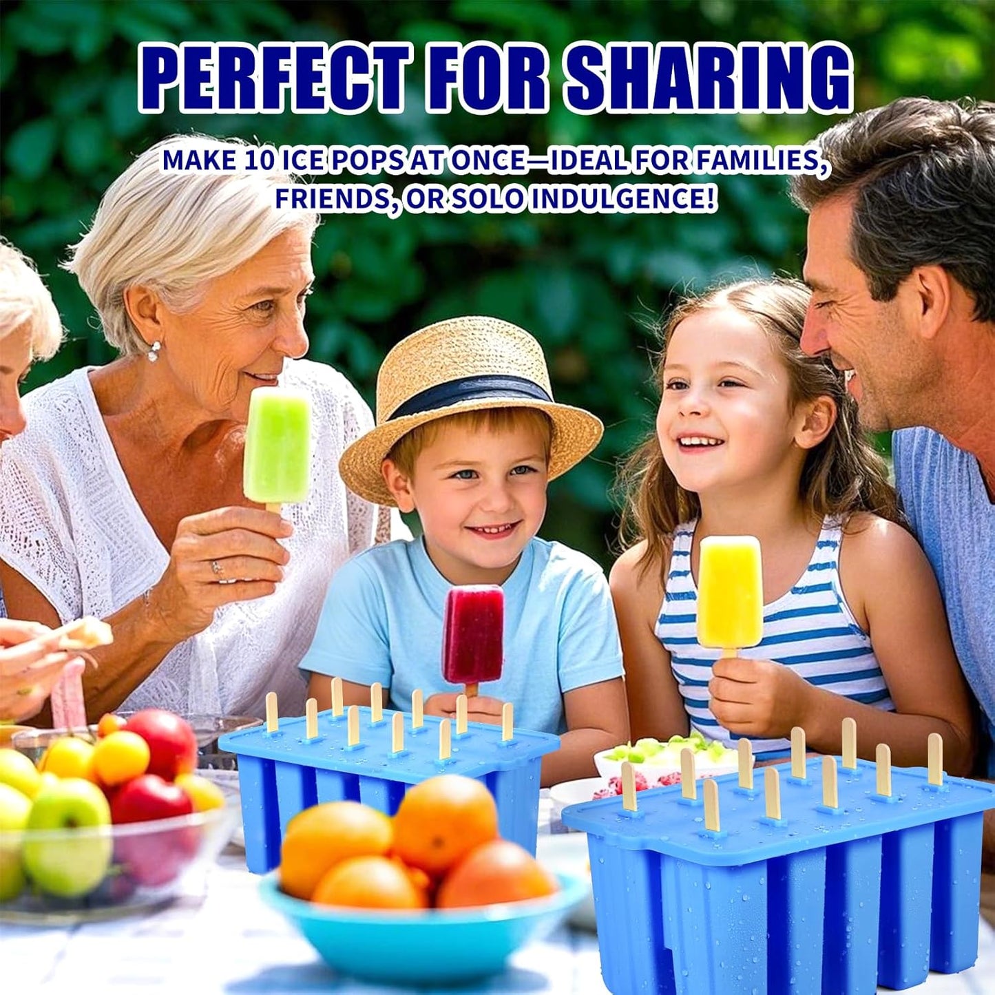 Silicone Popsicles Molds,Popcylce Molds,Food Grade Reusable Popsicle Molds for Kids,Homemade Popsicles Molds,Ice Cream Mold,Ice Pop Molds Maker with Popsicle Stick,Popsicle Bag,Funnel (Blue)