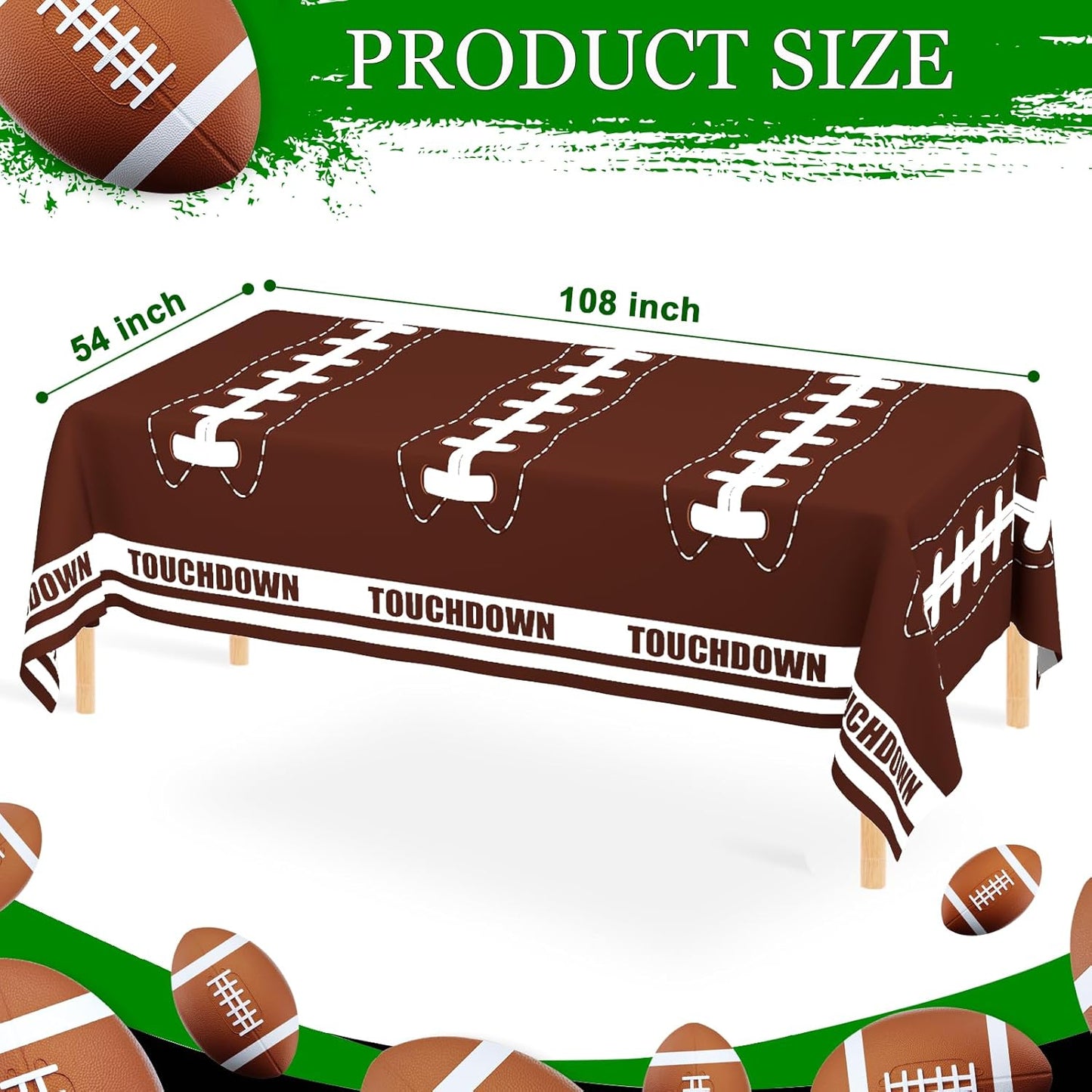2 Pack Football Tablecloth Disposable Tablecloth Plastic Table Cover for Football Themed Games Birthday Party Decoration 54 X 108Inch
