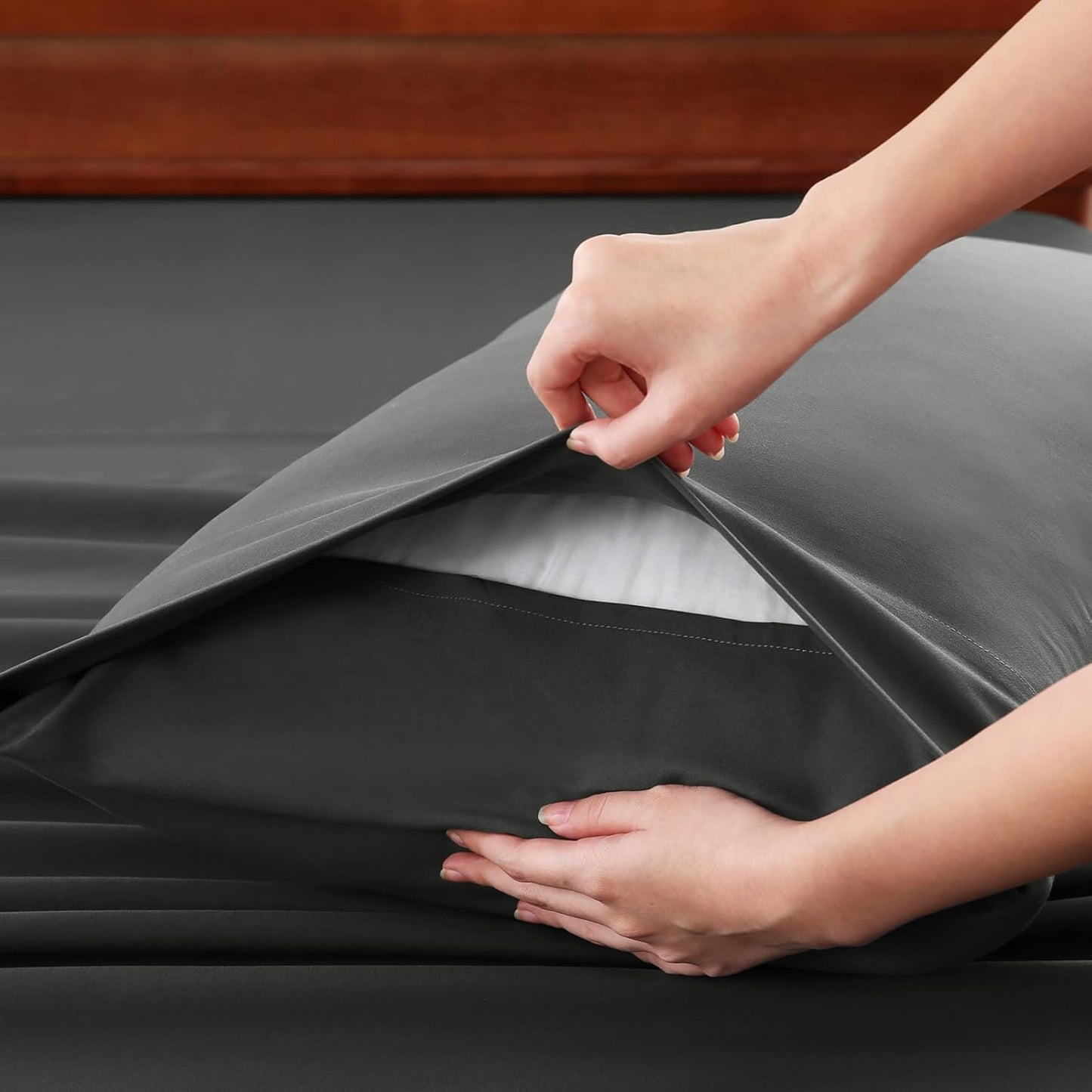 Extra Deep Pocket King Sheets - 6 Piece Sheet Set - Fits up to 21 Inches Thick Mattresses - Luxury Bedding Set - Breathable Bed Sheets & Pillowcases - Easy & Secure Fit - Dark Grey, King Size