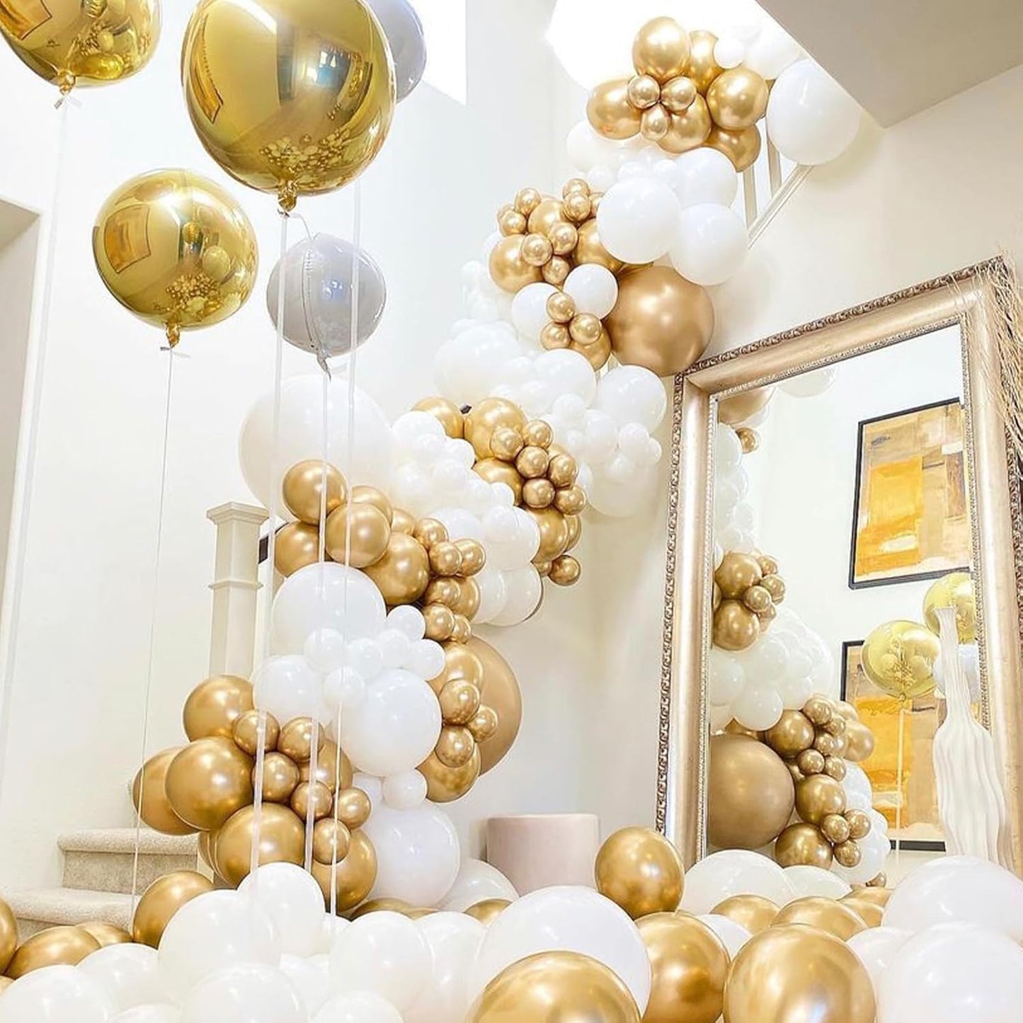 120Pcs 5 Inch Metallic Gold Balloons, Small Chrome Gold Latex Balloons for Graduation Engagement Wedding Birthday Party Decorations