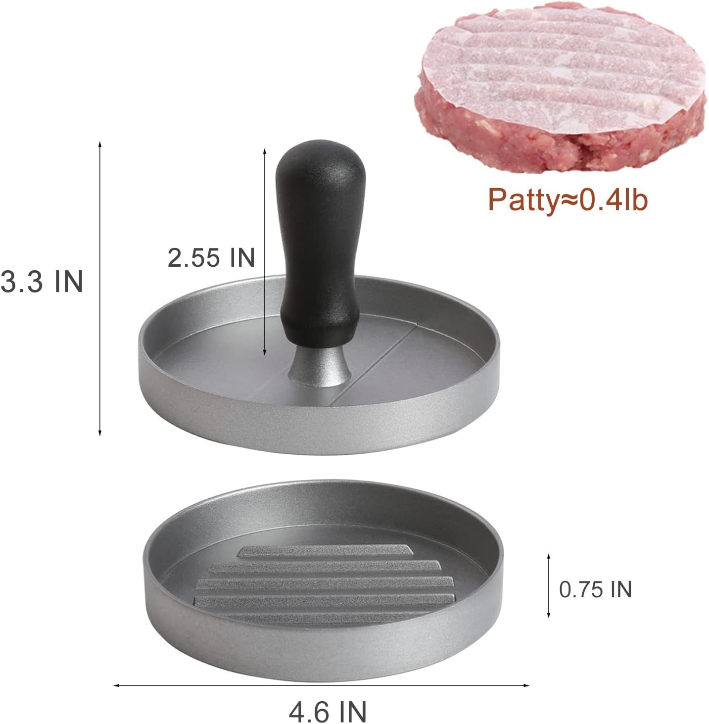 Burger Press 150 Patty Papers, Non-Stick Hamburger Patty Maker with Wax Paper, Aluminum Burger Maker for Kitchen BBQ Grill