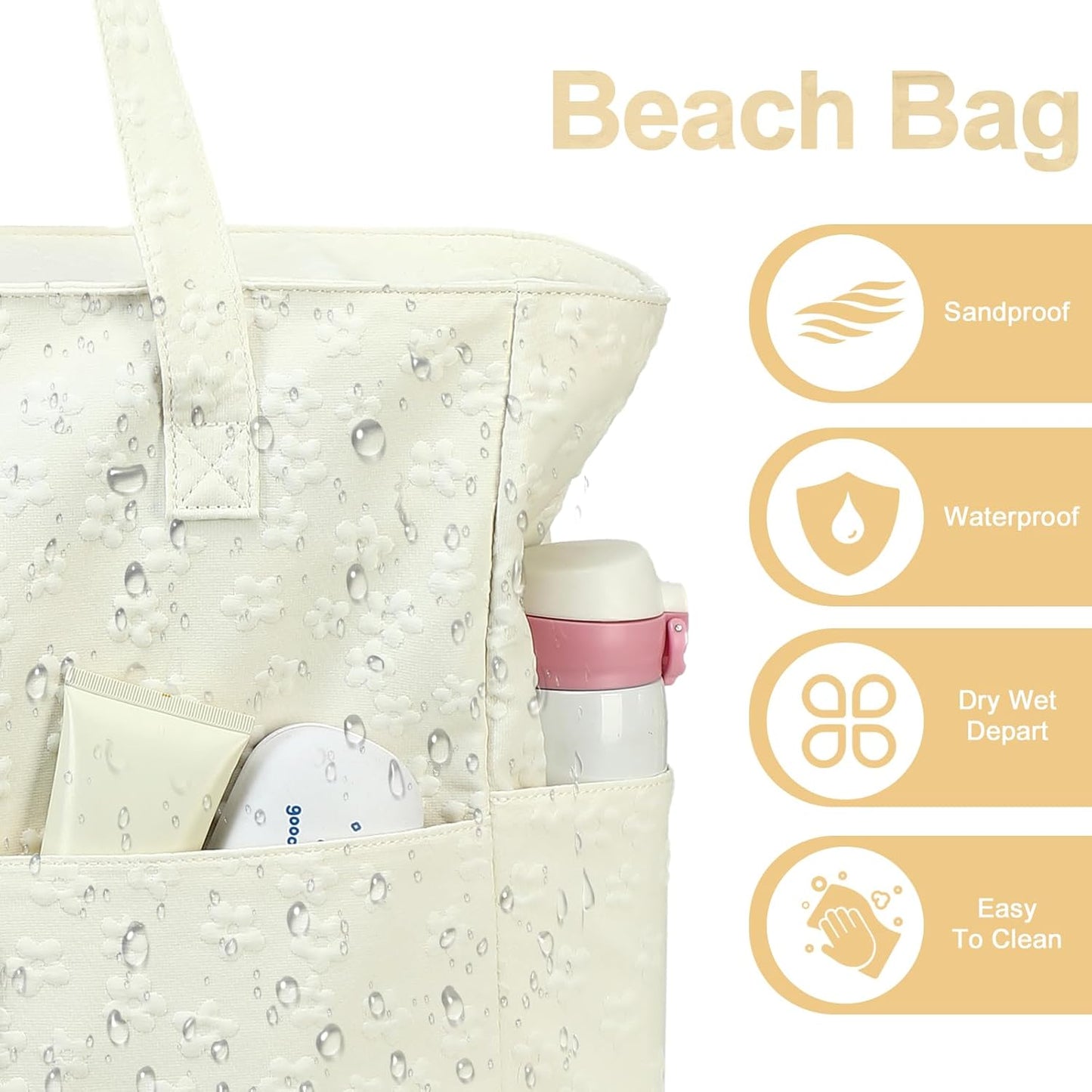 Waterproof Beach Tote Pool Bags for Women Ladies Extra Large Gym Tote Carry on Bag with Wet Compartment for Weekender Travel