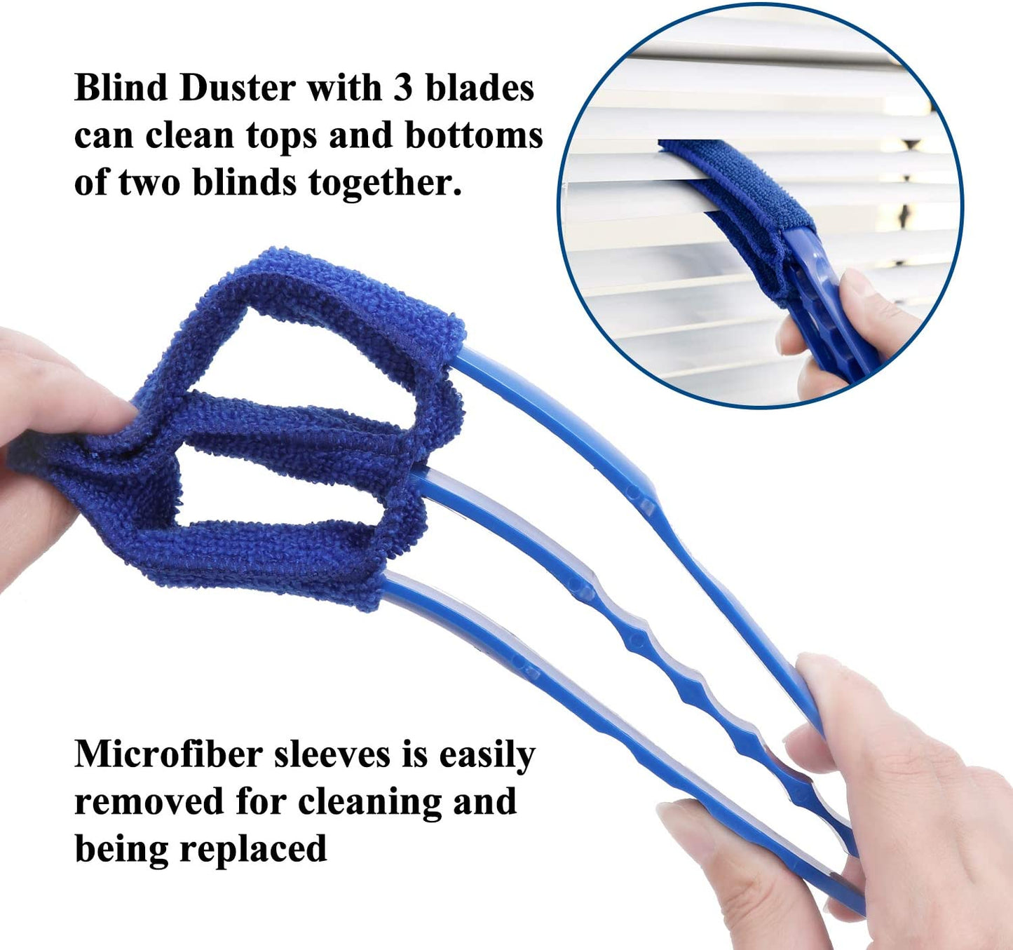 Window Blind Cleaner Duster Brush with 5 Microfiber Sleeves - Blind Cleaner Tools for Window Shutters Blind Air Conditioner Jalousie Dust
