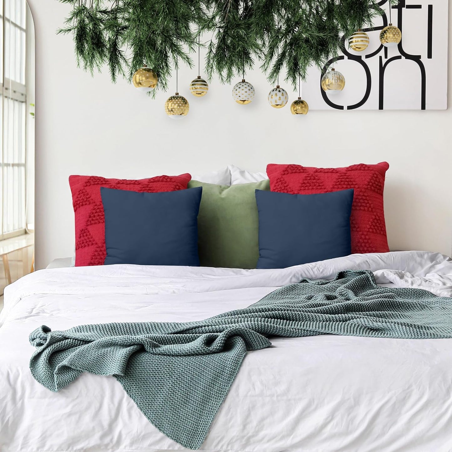 Throw Pillows Insert (Pack of 2, Navy) - 18 X 18 Inches Bed and Couch Pillows - Indoor Decorative Pillow