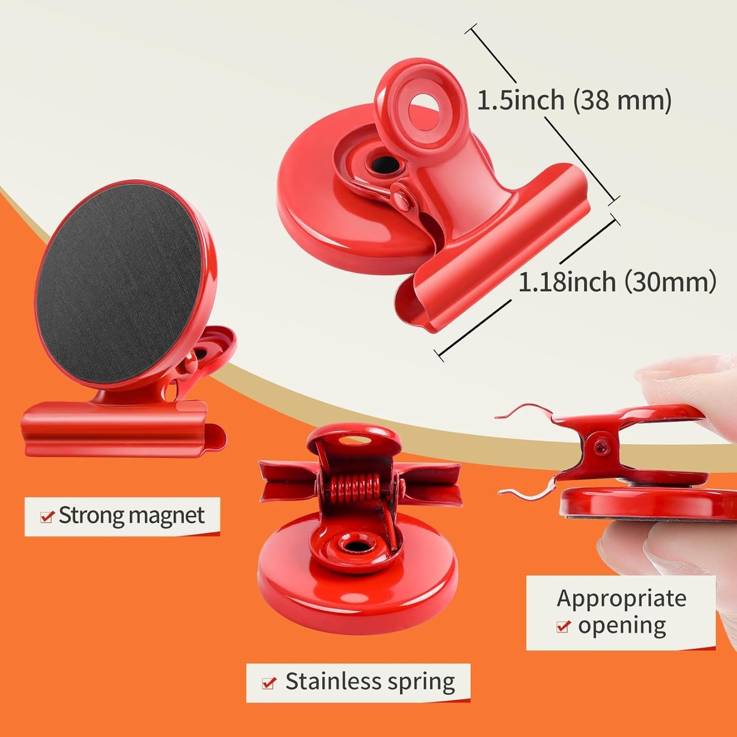 Set of 6 Magnetic Clips for Refrigerator and Whiteboard Organization and Decoration in Kitchen and Office
