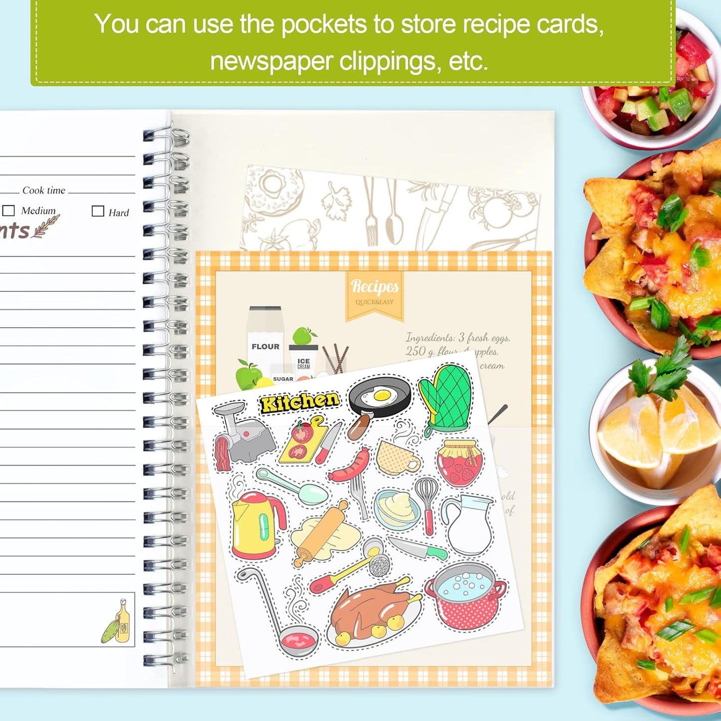 Recipe Book, 5.6"X 8.2" Recipe Book to Write in Your Own Recipes, Blank Recipe Book, Recipe Notebook, Recipe Journal Hold 170 Recipes