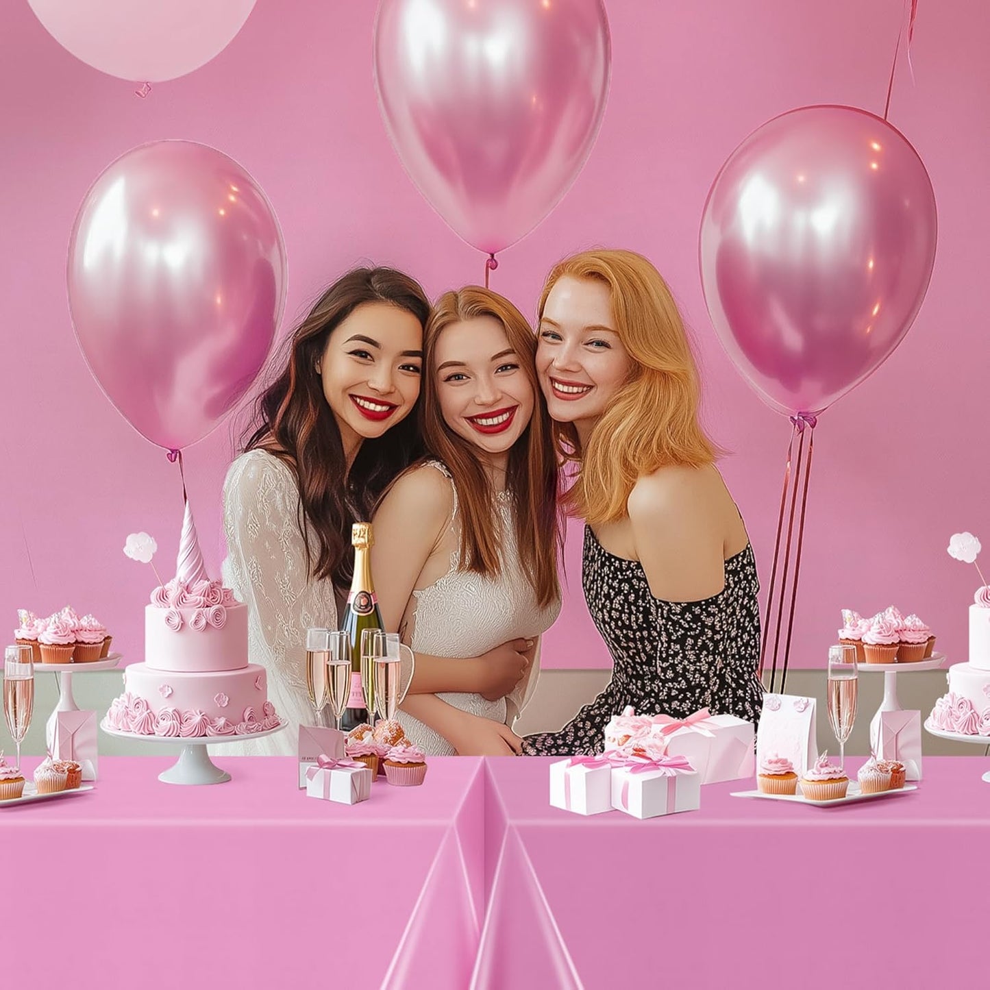 Light Pink Rectangular Tablecloth Set of 4, 54" x 72" Waterproof and Spillproof Disposable Plastic Covers, Durable Table Linens for Dining, Buffets, Picnics, and Outdoor Events