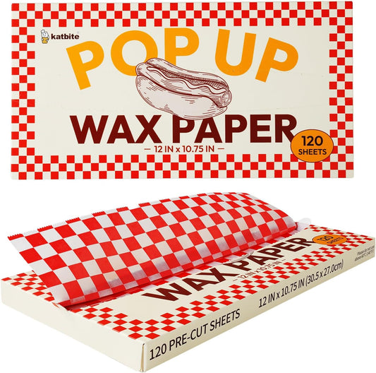 120 Sheets Christmas Pop-Up Dry Grease-Resistant Checkered Deli Paper, 12X10.75", "Wax Paper Sheets for Food, Burritos or Sandwiches