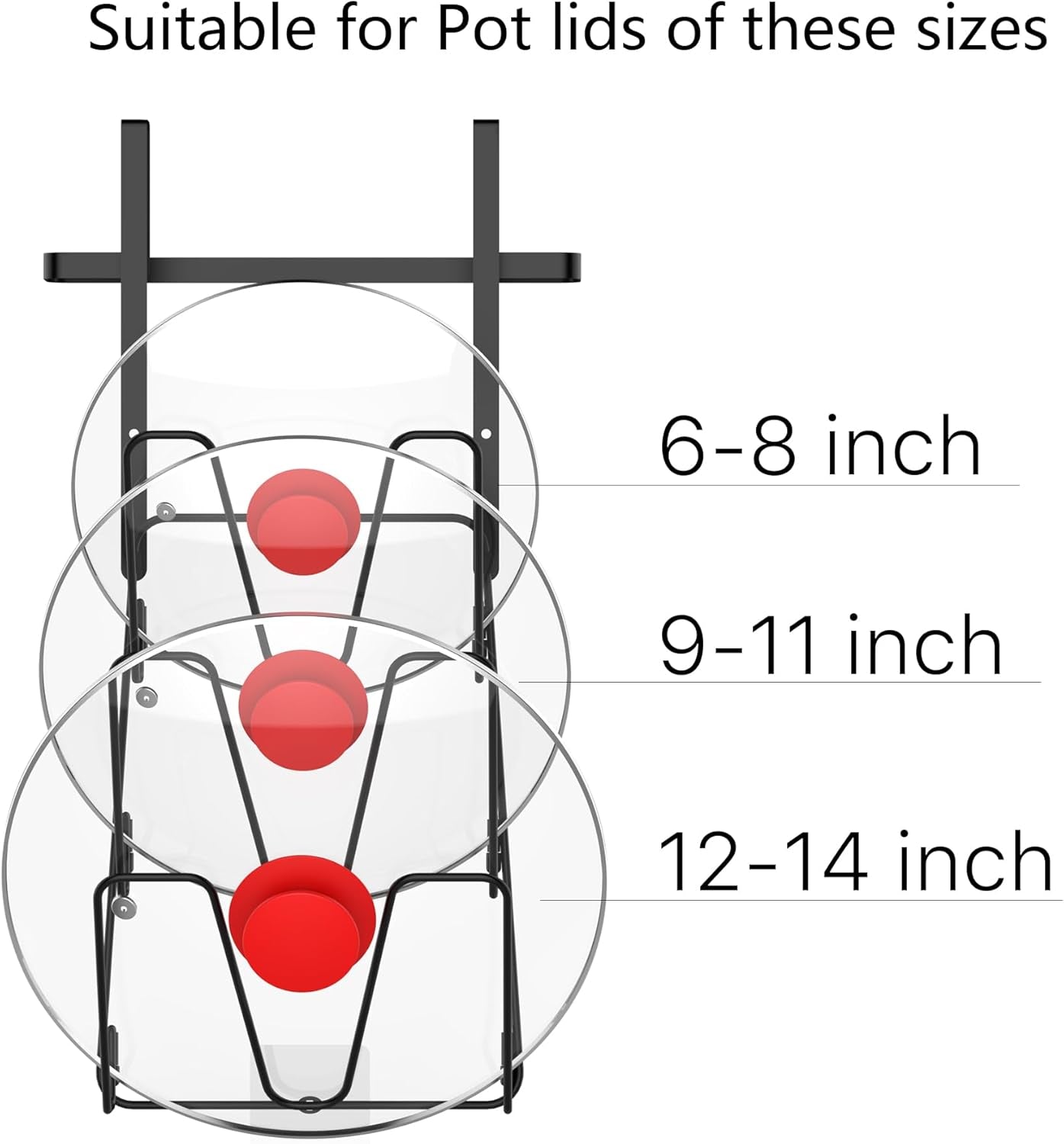 2-Pack Pot Lid Organizer with 6-Tier Design for Cabinet Storage, Over-Door Rack for Kitchen Pots and Pans