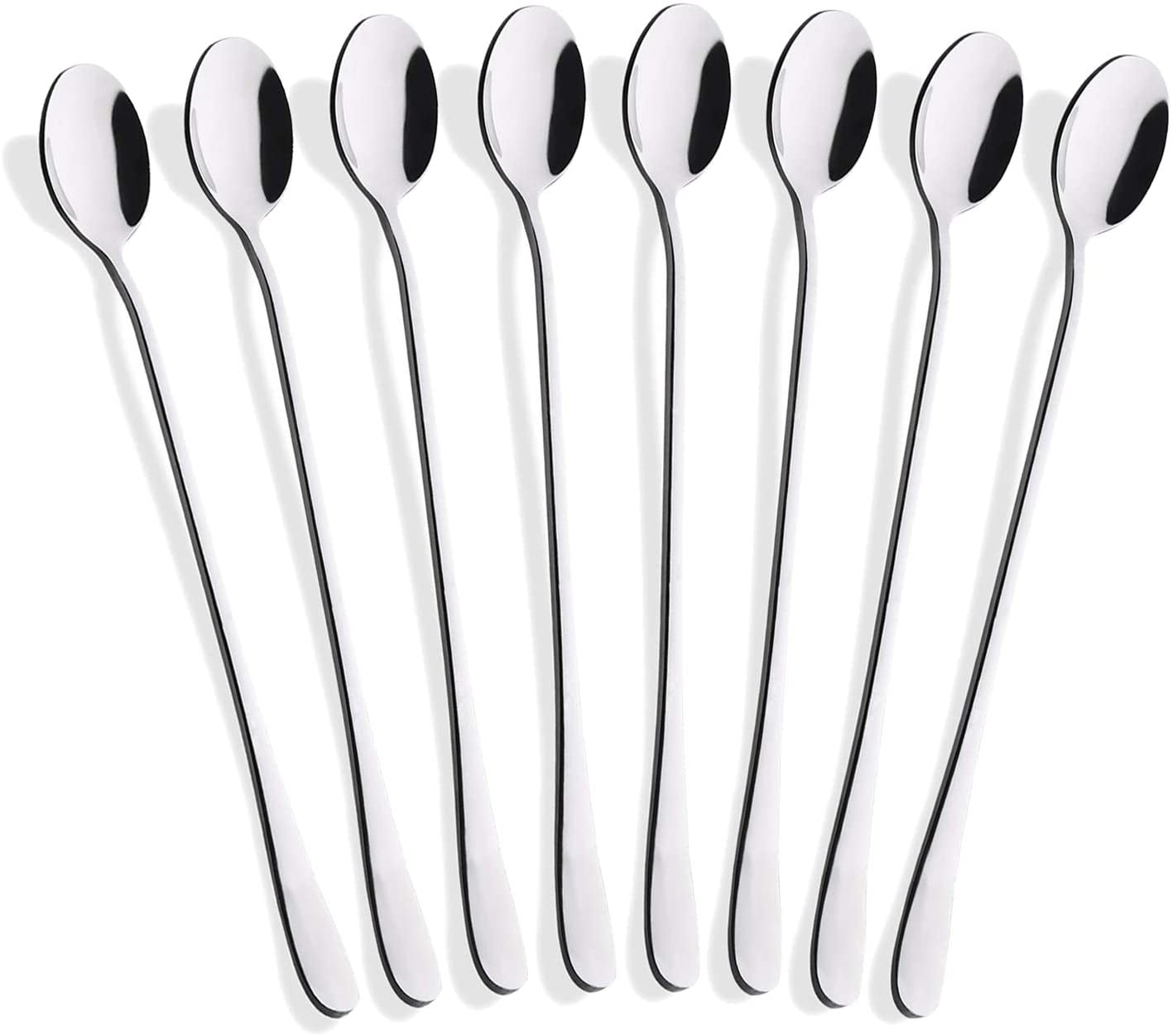 8-Piece 9-Inch Long Handle Iced Tea Spoon, Coffee Spoon, Ice Cream Spoons, Stainless Steel Cocktail Stirring Spoons