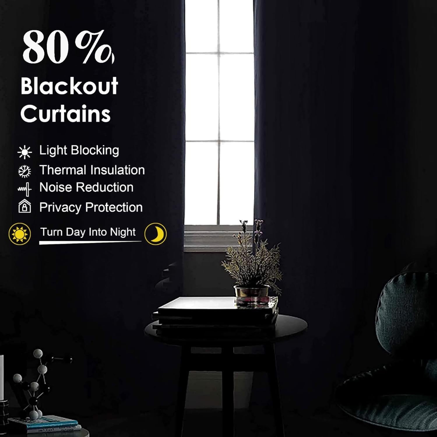 Denim Blue Blackout Curtains 36 Inches Long 2 Panels, Solid Thermal Insulated Half Window Curtains for Kitchen Bathroom, Modern Rod Pocket Back Tab Short Window Treatments, 40Wx36L