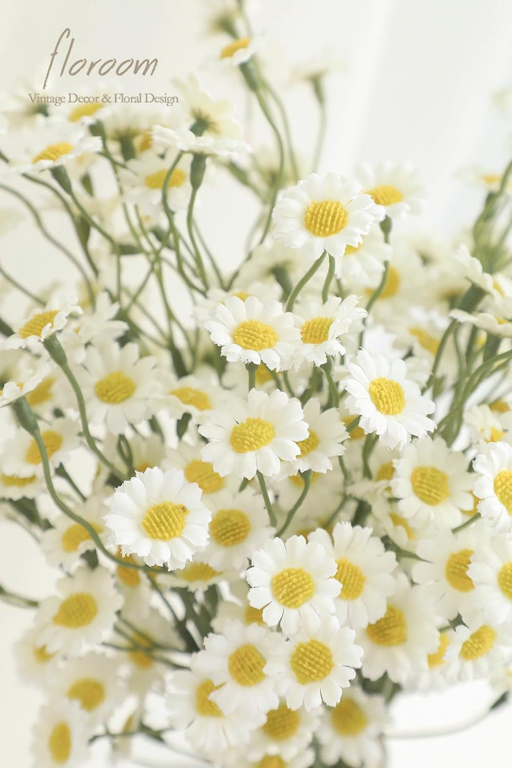 24-Piece Ivory Artificial Silk Daisy Flowers with Stems for DIY Wedding Bouquets and Floral Arrangements - Ideal for Party Decor and Centerpieces (Vase Not Included)