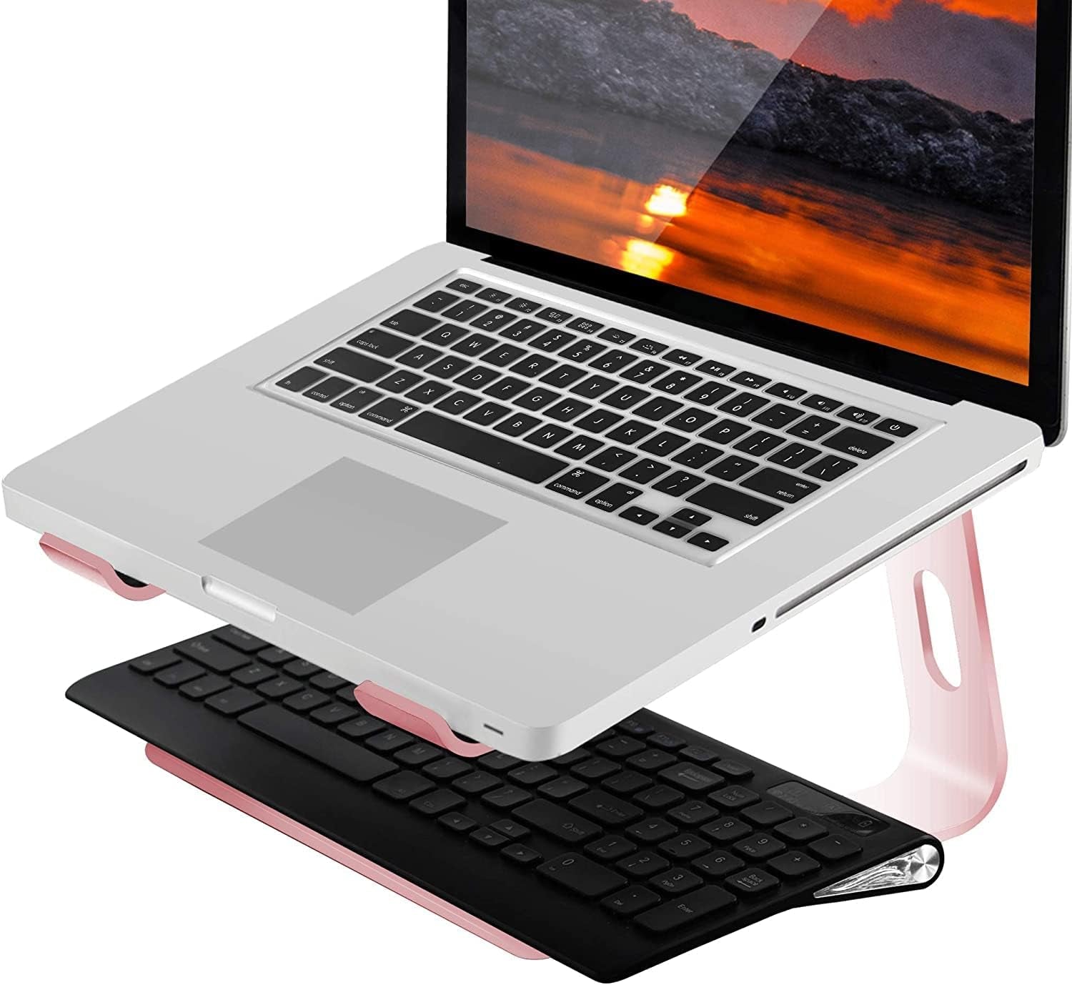 Aluminum Laptop Stand - Ergonomic Riser Compatible with MacBook Air/Pro and 10 to 15.6 Inch Notebooks (Pink)