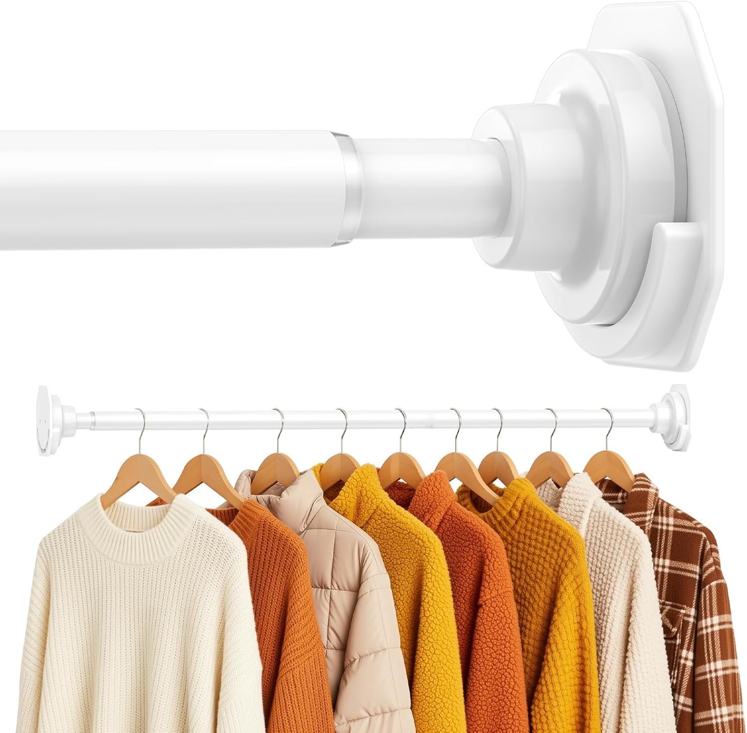 Closet Rod 28 to 48 Inch Closet Rods for Hanging Clothes Adjustable Closet Rod 1 Inch Diameter Heavy Duty Closet Hanging White Tension Rods for Closet Laundry RV, Bathroom, Window, Curtains