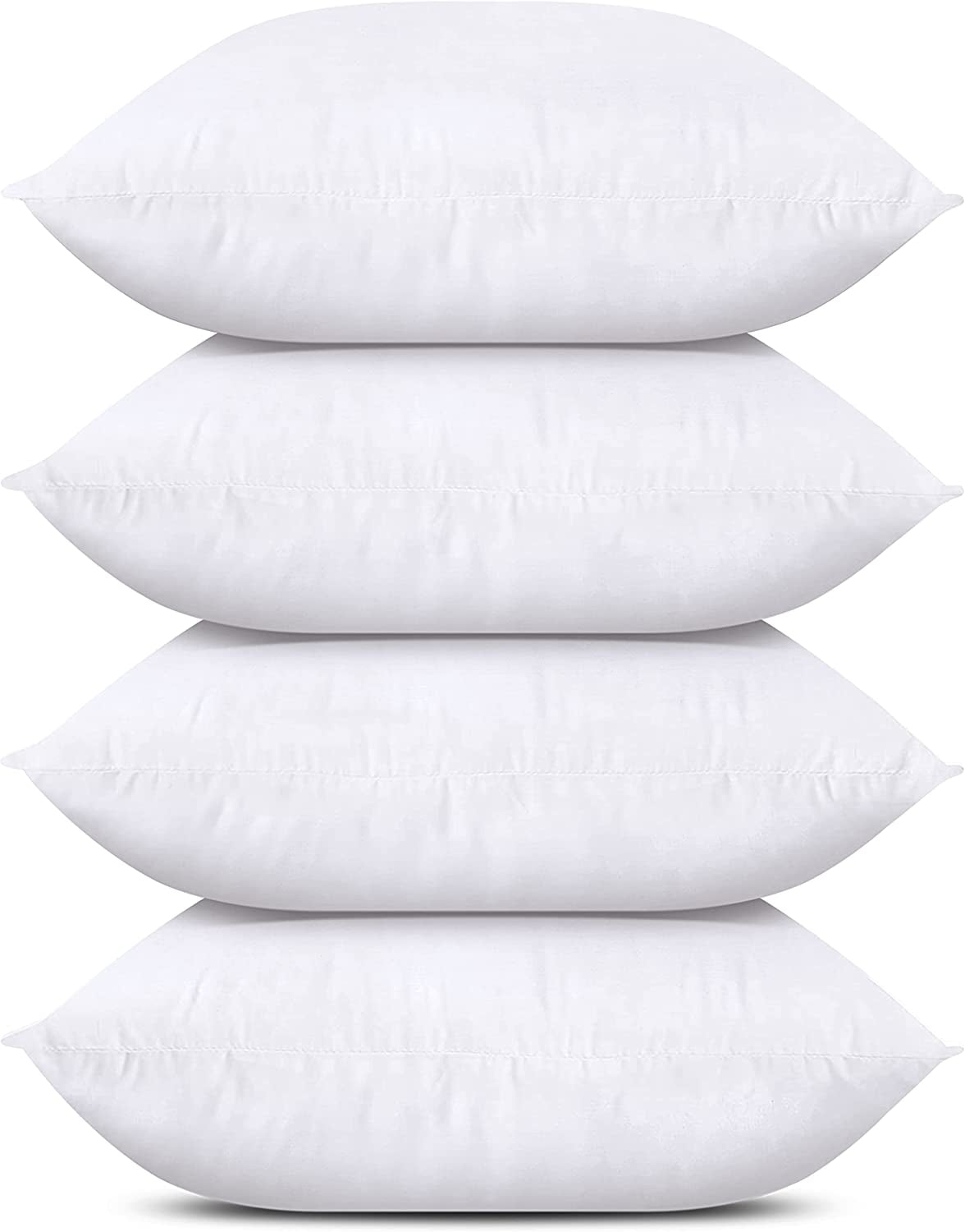 Throw Pillows (Set of 4, White), 18 X 18 Inches Pillows for Sofa, Bed and Couch Decorative Stuffer Pillow