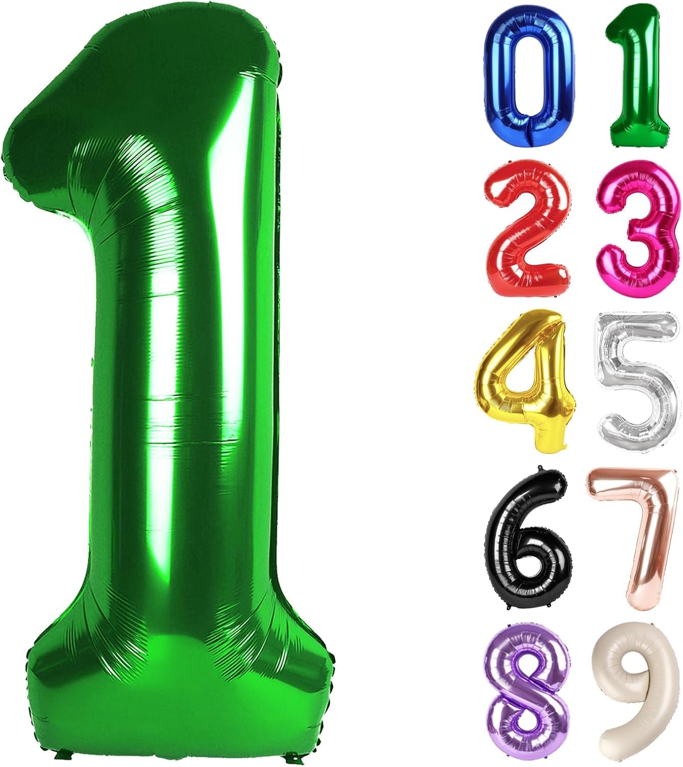 1 Balloon - Dark Green Birthday Number Balloons, 40 Inch Large Foil Balloons for Men Women Boys Girls Dark Green Themed Birthday Decorations
