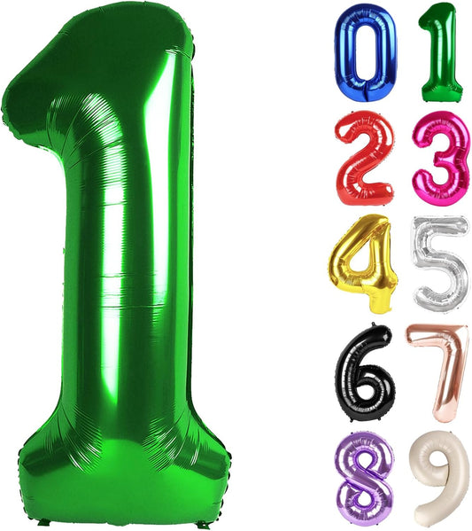 1 Balloon - Dark Green Birthday Number Balloons, 40 Inch Large Foil Balloons for Men Women Boys Girls Dark Green Themed Birthday Decorations