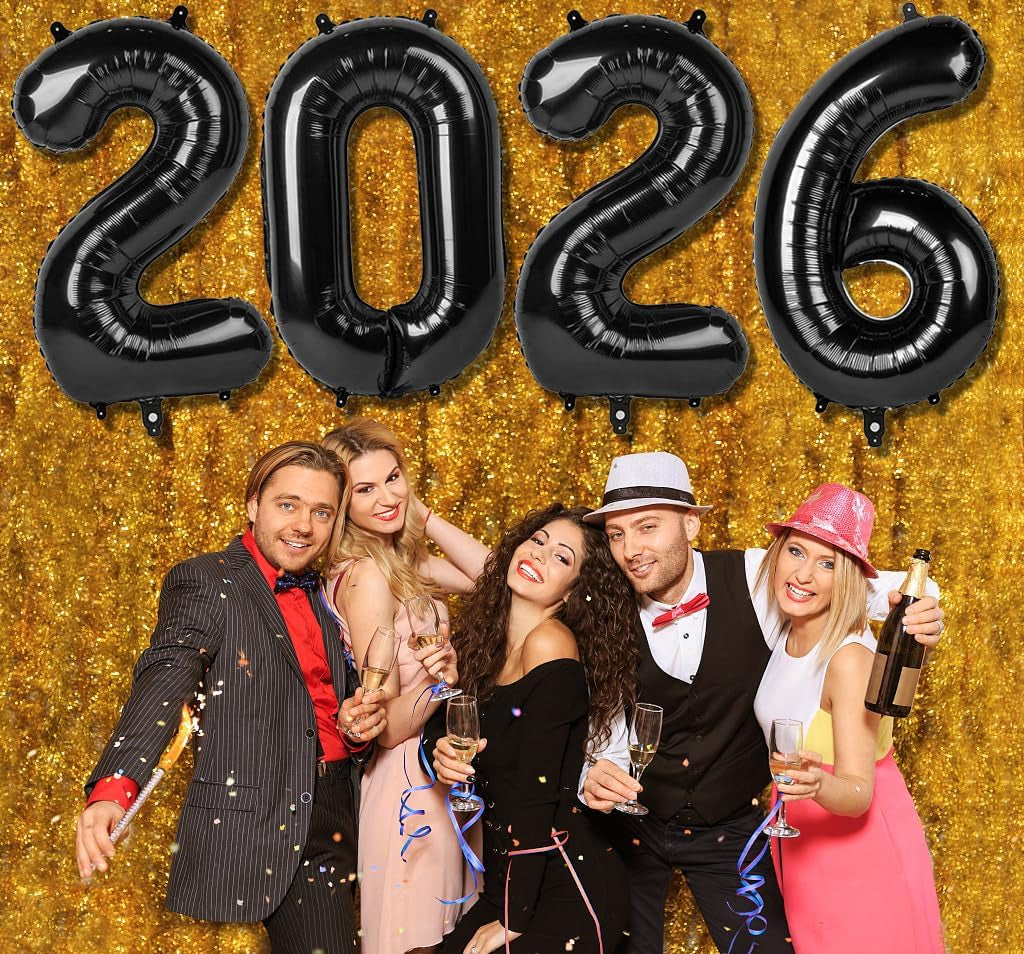 Black 2026 Number Balloon, Black Number Balloons 40 Inch, 2026 Balloon Birthday Decorations, 2026 Birthday Party Supplies