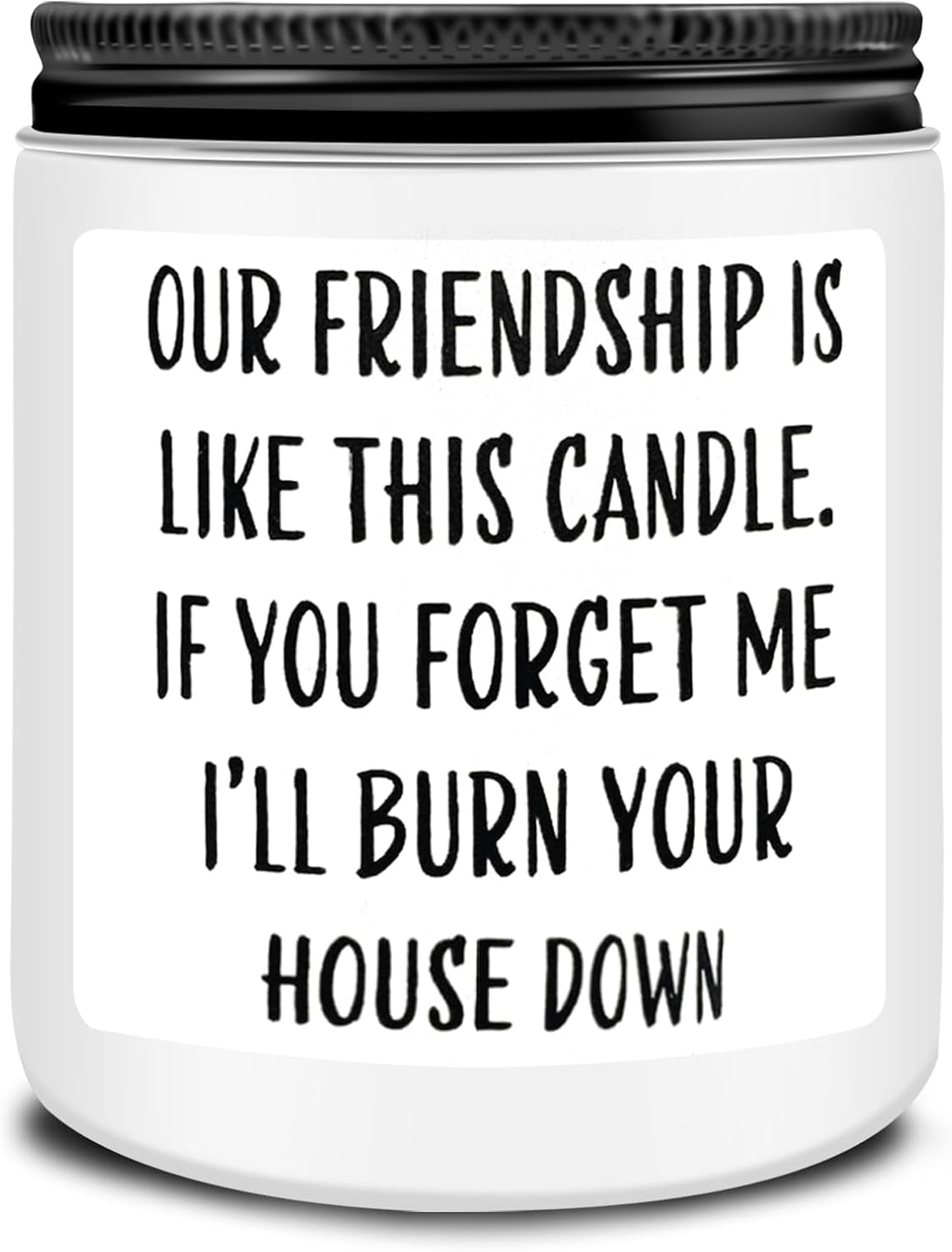 Friends Birthday Christmas Gifts for Women, Friend Funny Scented Soy Candles Gift, Our Friendship White Candle Premium Lavender Scent