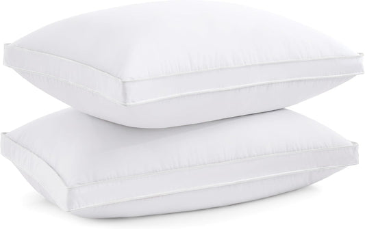 ® Goose Feather down Pillows King Size Set of 2, 100% Cotton Cover, Luxury Hotel Collection Pillow, Soft Fluffy Medium Firm Bed Pillow for Back, Stomach or Side Sleeper.