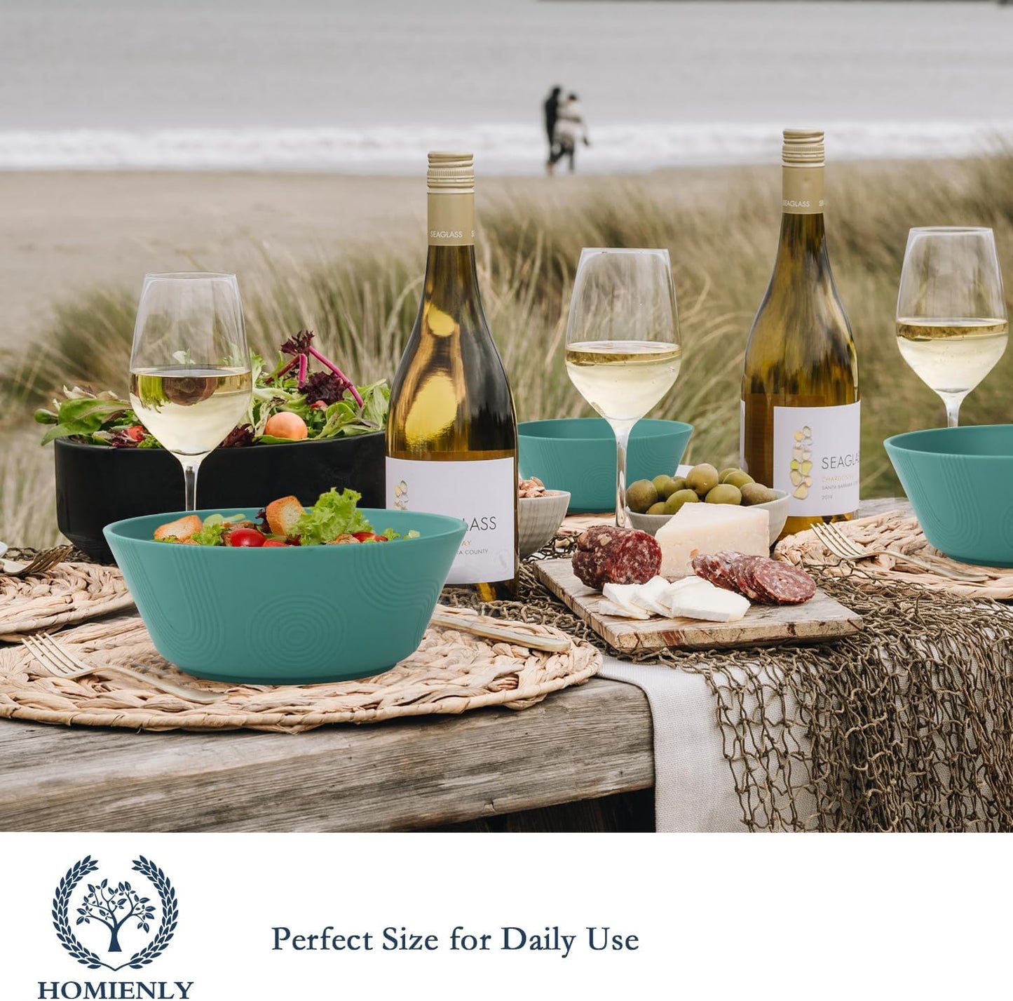 Wheat Straw Bowl Set of 6 - 36oz Cereal and Soup Bowls, Microwave and Dishwasher Safe, Eco-Friendly Alternative to Plastic for Serving Salad and Soup (Green)