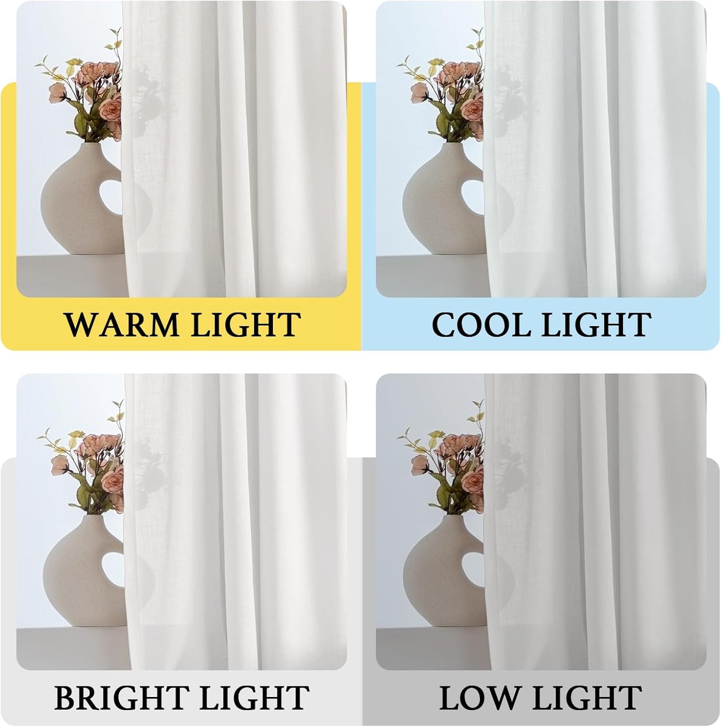 Tie up Linen Curtains 63 Inch Length Nature Linen Textured Privacy Curtain Multi Hanging Ways Shade Balloon Window Shade Rod Pocket Casual Curtain - 42X63 - White