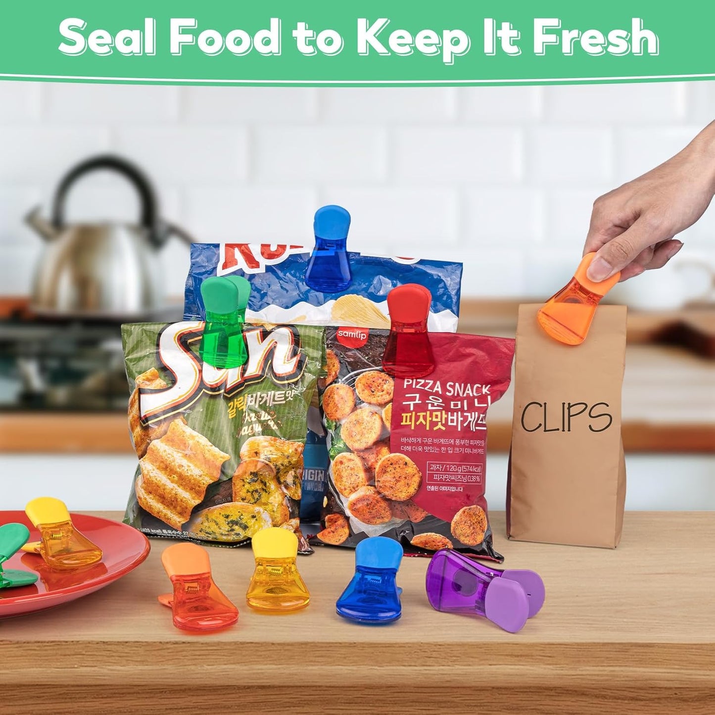 12-Pack Magnetic Colorful Chip and Food Storage Clips