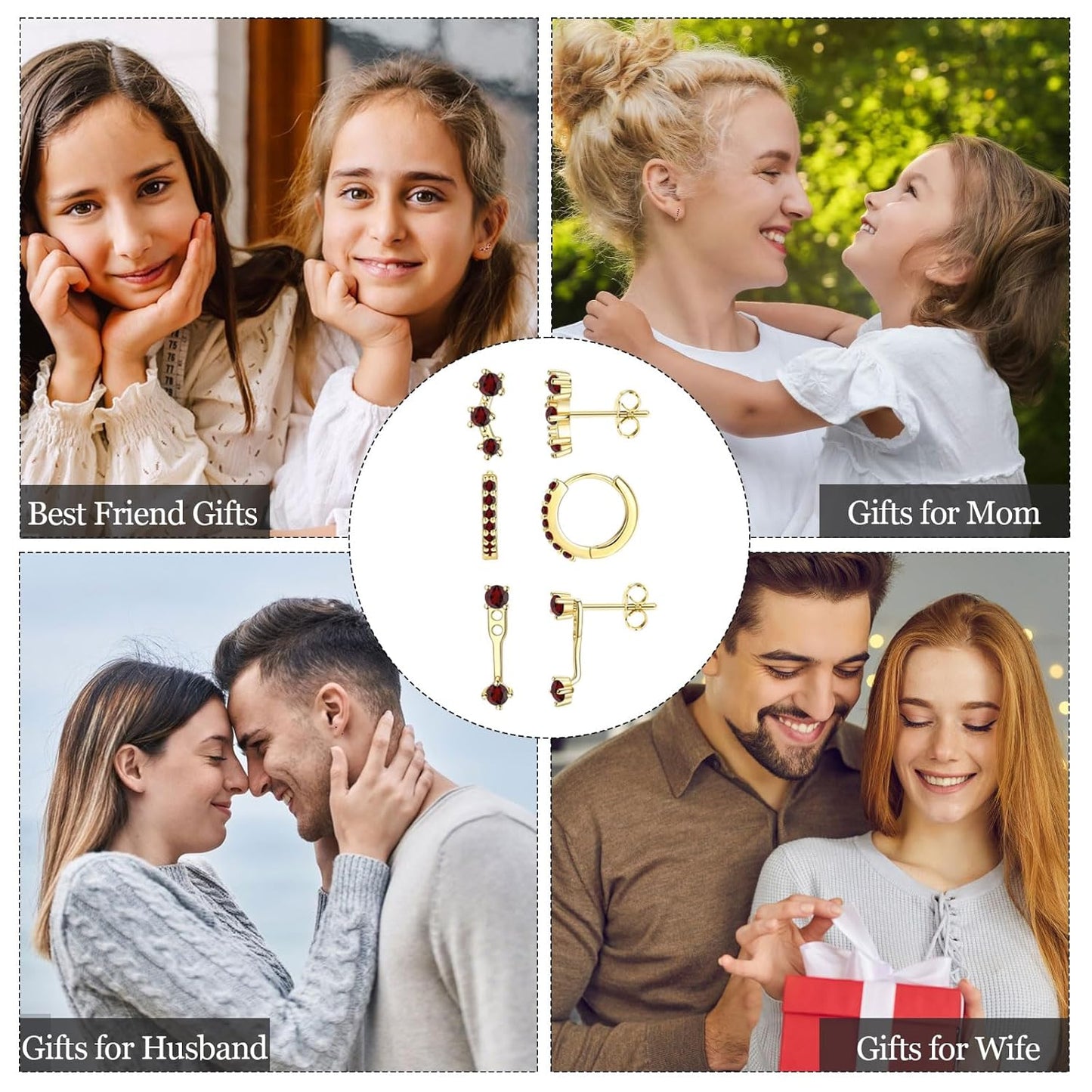 3Pairs Birthstone Piercing Stud Earrings for Women, Tiny Huggie Hoop Stud Earrings for Girls, Hypoallergenic Sensitive Ear Birthston Studs for Christmas Birthday Wedding Celebrations