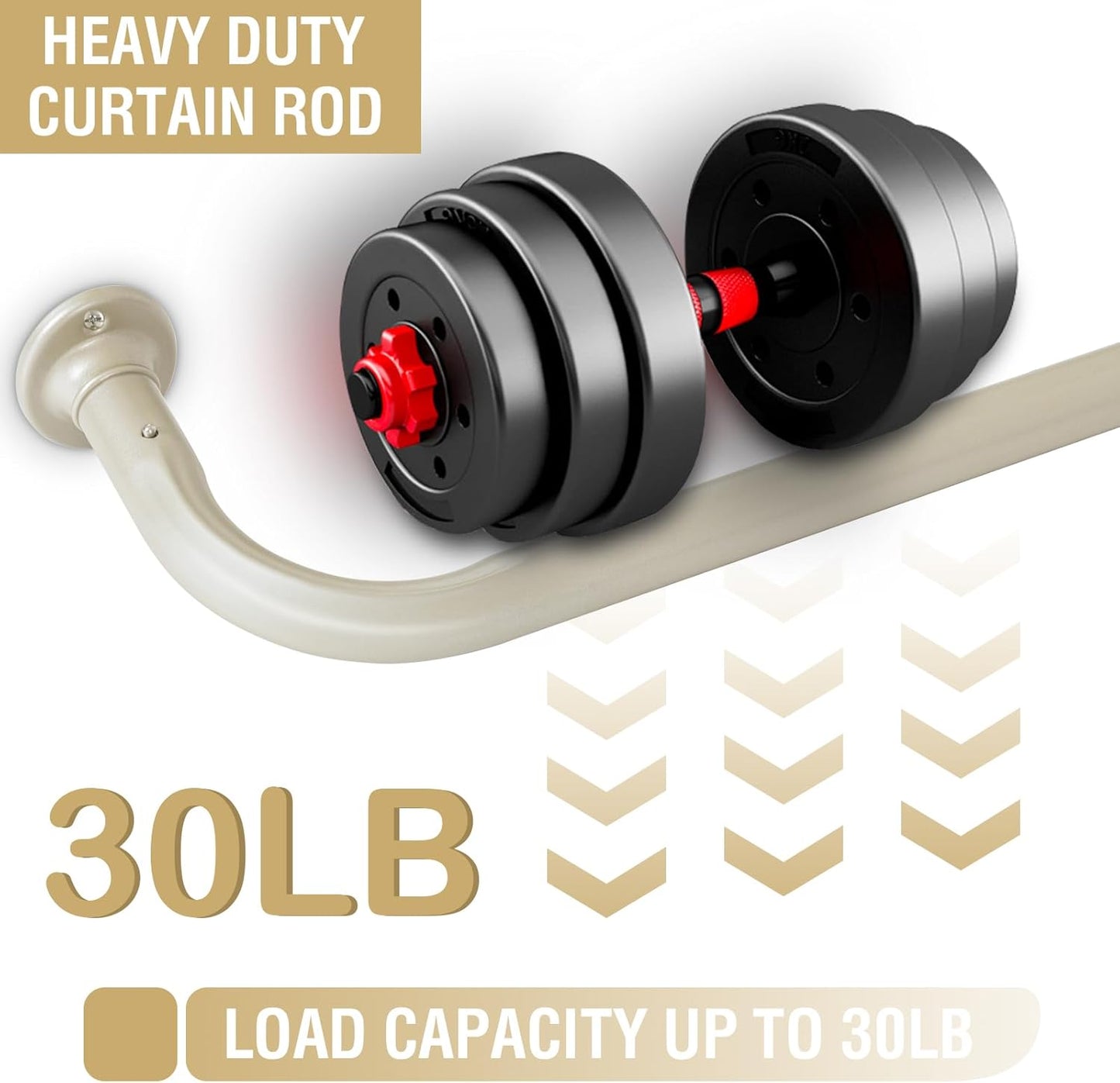 Blackout Curtain Rod for Windows 18.5 to 28.5 Inch, 3/4 Inch Adjustable Wrap around Short Curtain Rods Telescoping Curved Drapery Rods for Living Room Inoor/Outdoor,Nickel