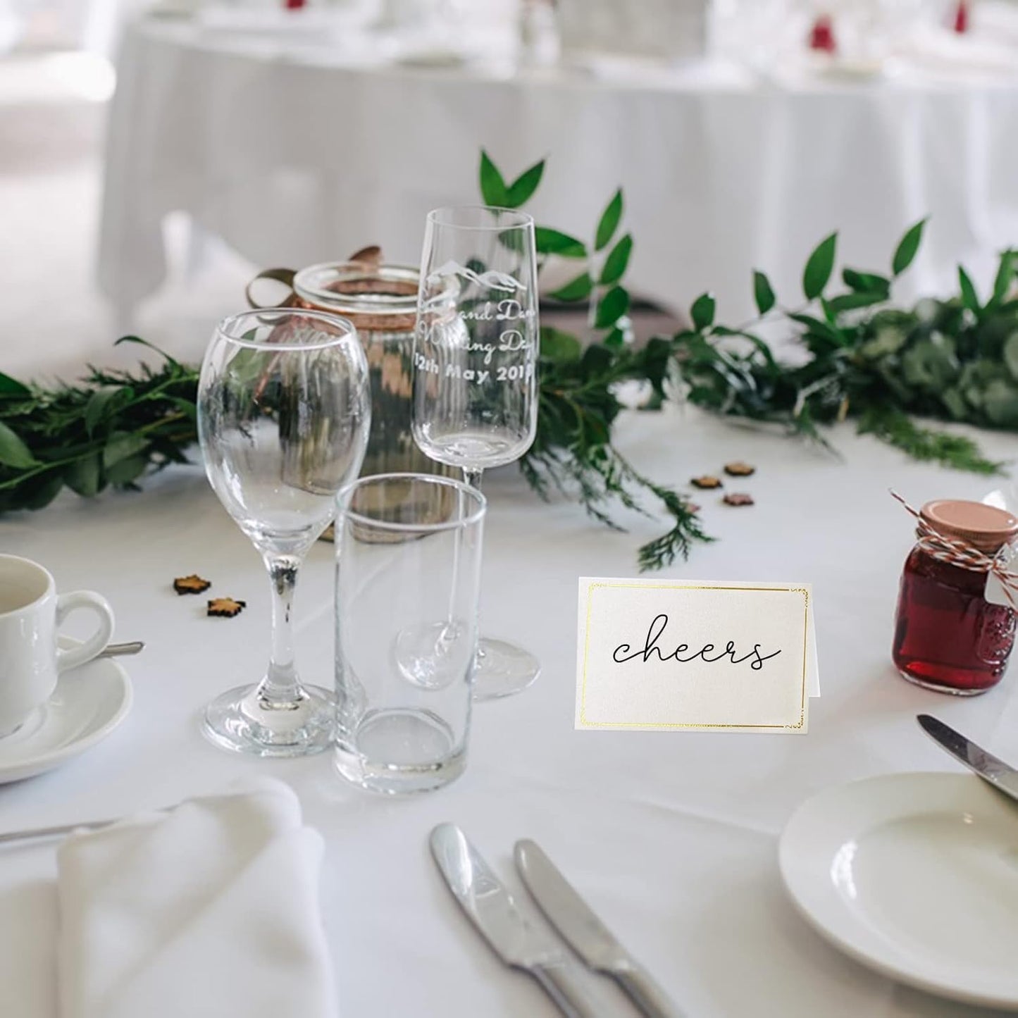 70 Pcs Place Cards Blank Fillable Banquet Seat Card with Gold Foil Frame, Place Cards for Table Setting, Escort Cards, Name Cards, Wedding Place Cards for Wedding, Table, Dinner Parties, 2.5" X 3.75"