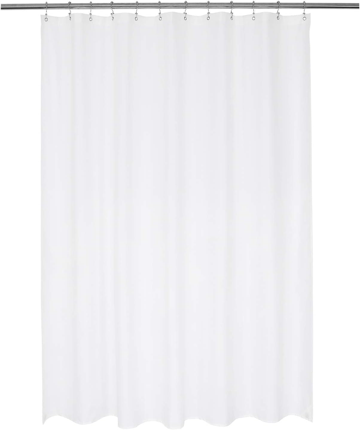 Nylon Hotel Shower Curtain or Liner, Machine Washable, Water Resistant, White, 72 X 72 Inches