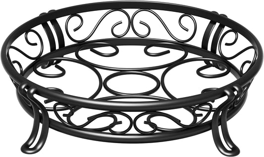 Metal Plant Stand for Outdoor Indoor, Heavy Duty Flower Pots Holder Rustproof Wrought Iron Planter Stands Garden round Supports Rack for Planter 11.8 Inches, Bronze Black