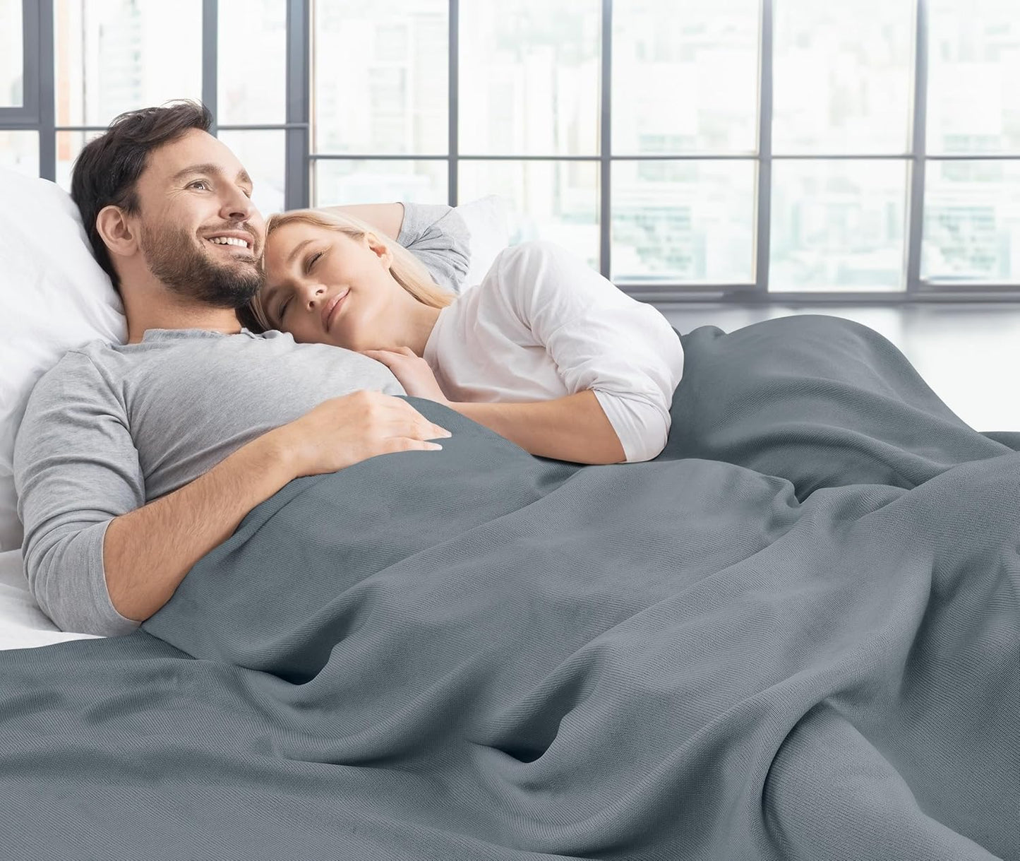 Knit Blanket Queen Size (90X90 Inches, Grey) Soft Lightweight Jersey Breathable Sweatshirt Blanket for Bed,Couch & Sofa