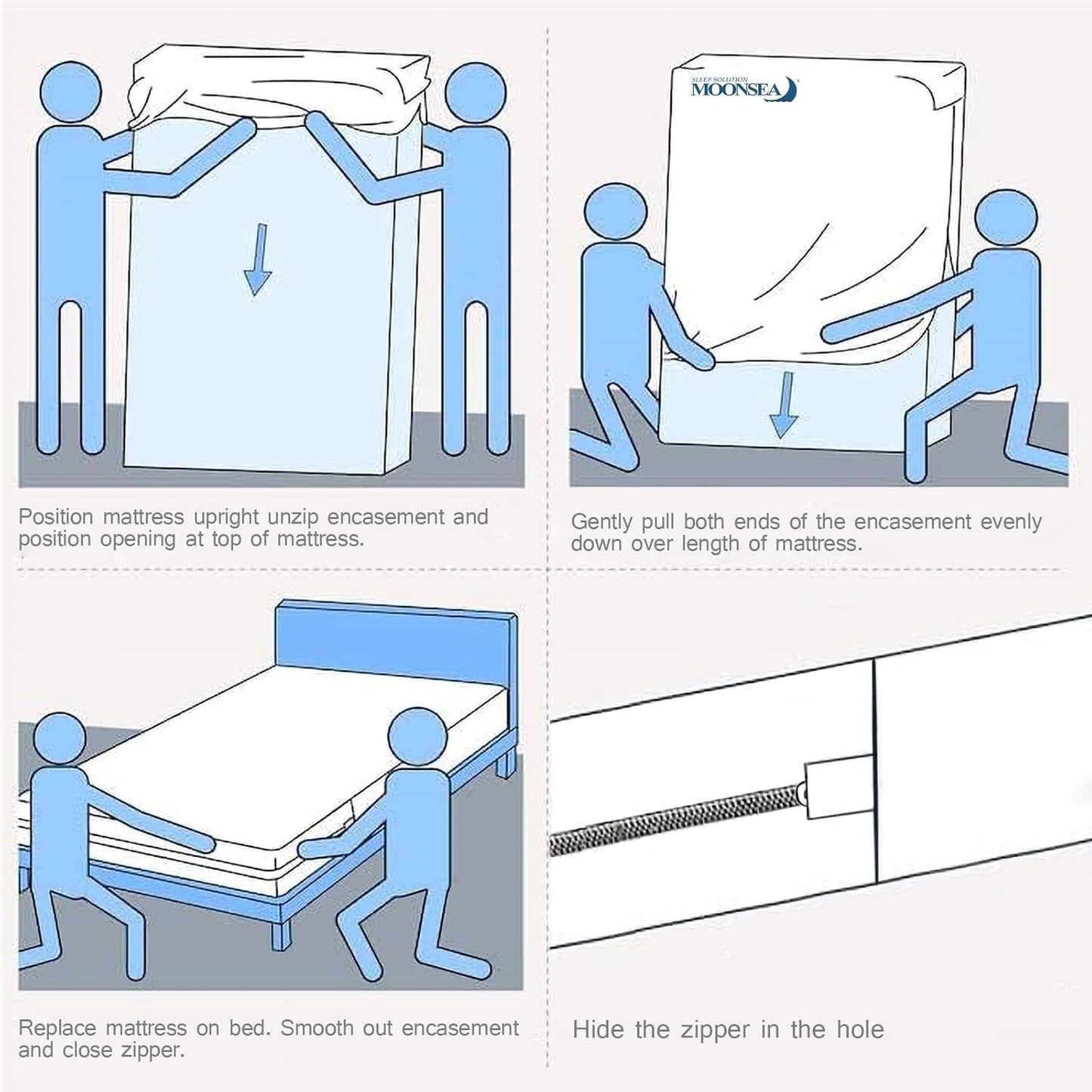 Queen Mattress Protector Zippered (10/11/12/13/14 Inchs), Soft Terry Surface Mattress Encasement, 6-Side Waterproof Mattress Cover for Kids, Well Zipper, Noiseless, for Queen Mattress 60 * 80