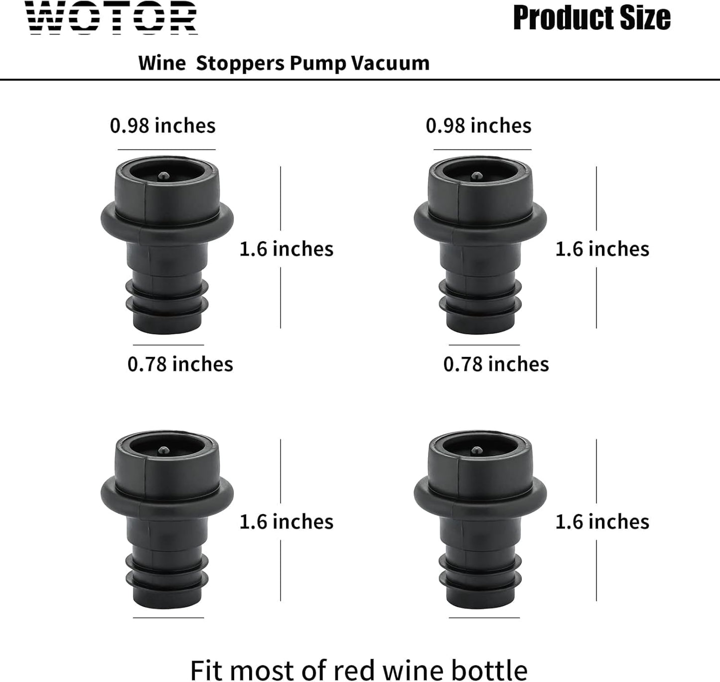 Wine Stoppers Vacuum, Silicone Wine Saver & Preserver, Reusable Bottle Sealer, Keep Fresh (Black, 12 Pieces)
