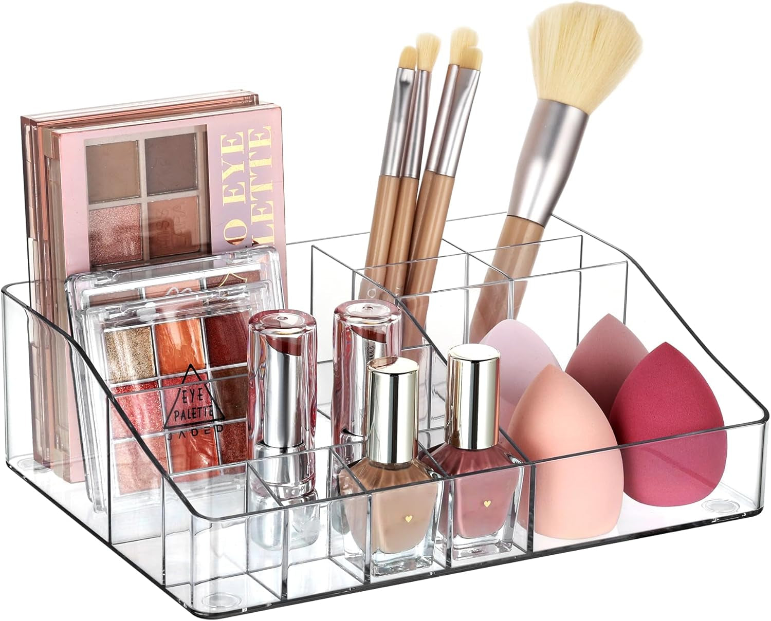 1 Tier Clear Makeup Organizer, Cosmetic Storage for Dresser Countertop and Bathroom Vanity, Beauty Holder for Lipstick Brush Skincare