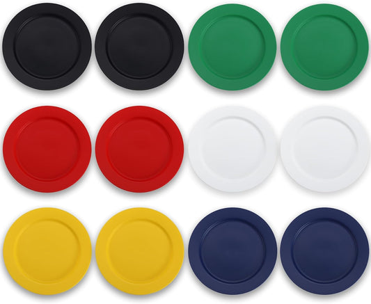 12-Piece Set of 10-Inch Multi-Color Reusable and Unbreakable Plastic Dinner Plates, Salad Plates, and Pasta Bowls - Ideal for Home, Garden, Picnics, and Camping