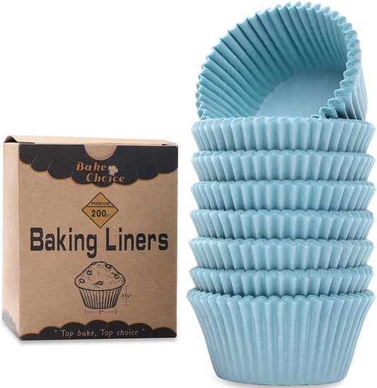 200Pcs Standard Blue Cupcake Liners for Baking,Food-Grade Cupcake Wrappers, Greaseproof Parchment Muffin Liners Christmas Muffin Liners for Christmas Decorations