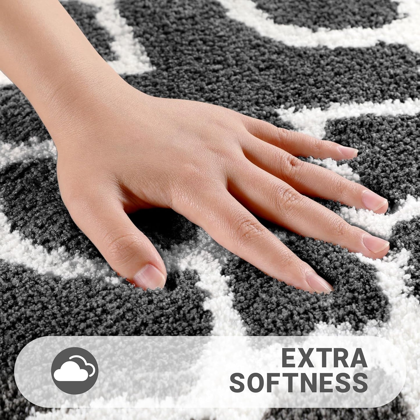 Bathroom Rugs 24 X 17 Inch, Super Soft Thick Plush Bath Mat, Non-Slip, Water Absorbent, Easier to Dry, Machine-Washable, Microfiber Floor Carpet for Bathtub, Shower, Dark Grey