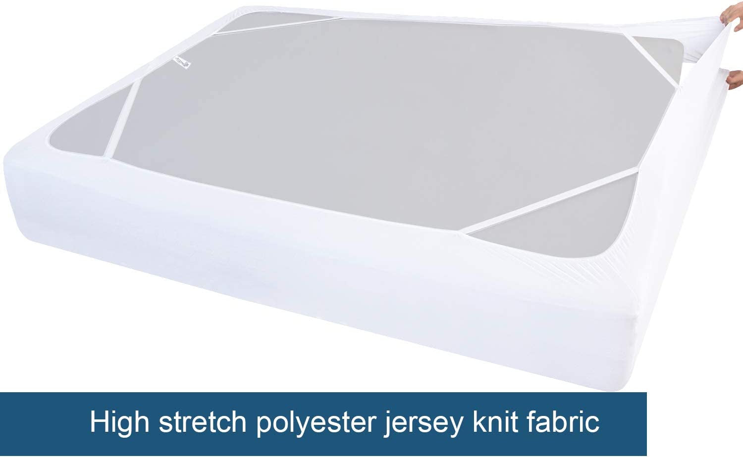 Box Spring Cover King Size, Elastic Fabric Wrap around 4 Sides Bed Skirt, Sleek Alternative for Bed Skirts for Hotel/Home, Fits Box Springs up to 13”, White