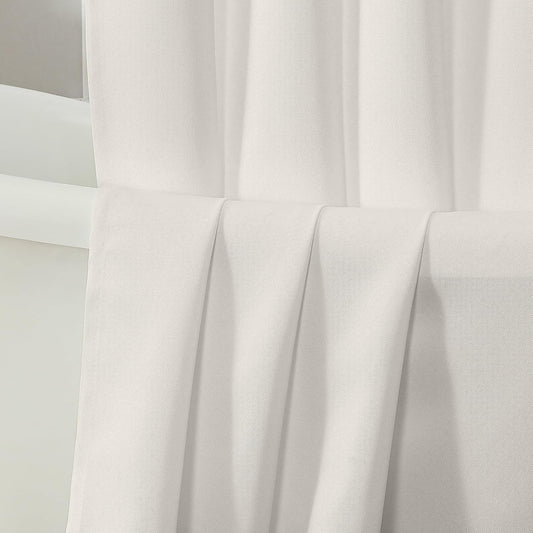 Jack Ivory Stall Small Shower Curtain 36X72 Inches, Solid Faux Denim Fabric Shower Curtain for Bathroom, Soft Airy Hotel Spa Quality with 12 Plastic Hooks, 36" W X 72" L, Ivory