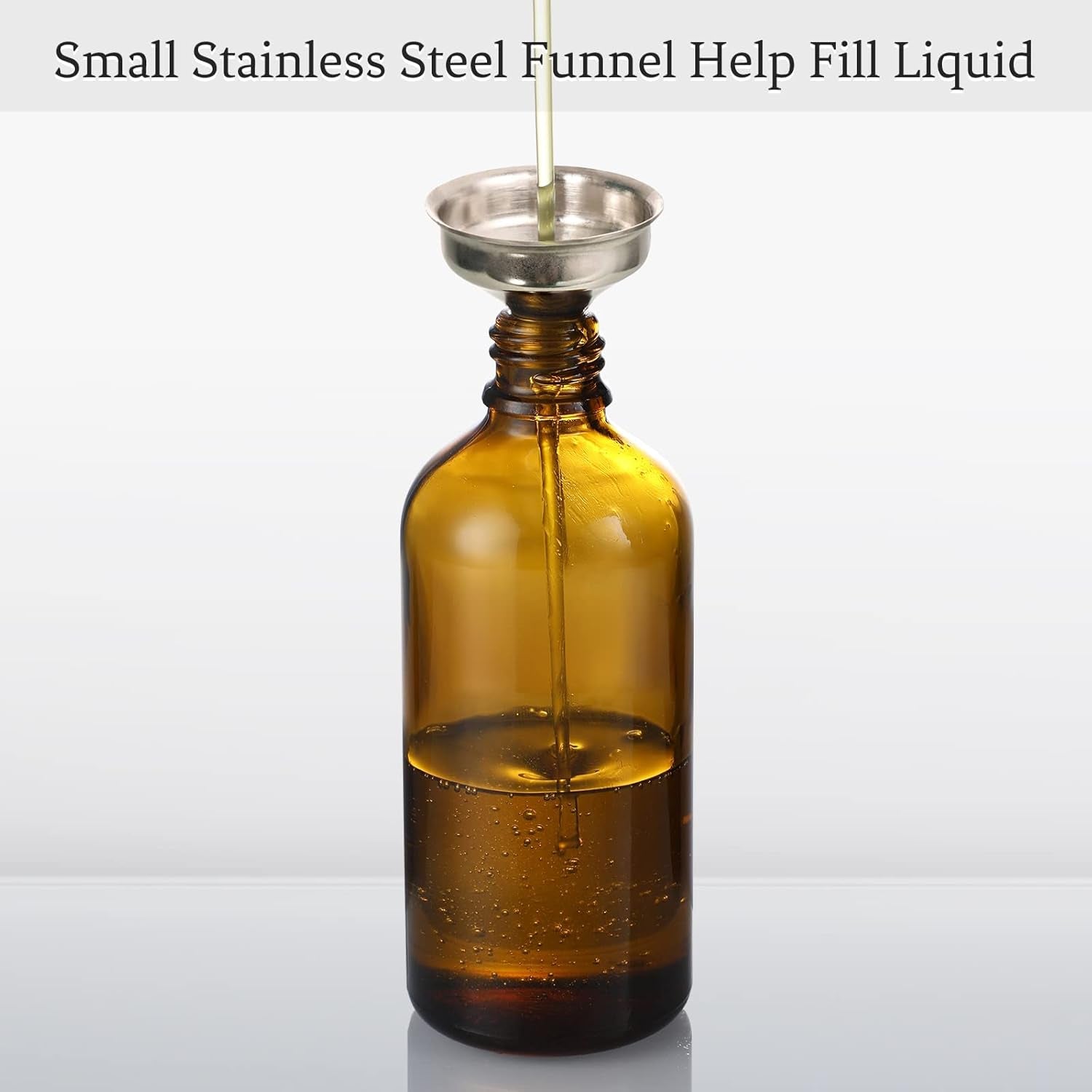 4 Pack, 4 Oz Dropper Bottles with 1 Funnel & 4 Labels - Essential Oils Bottles for Health, Personal Care & Beauty - 120Ml Thick Dark Amber Glass Tincture Bottles with Eye Droppers, Leakproof