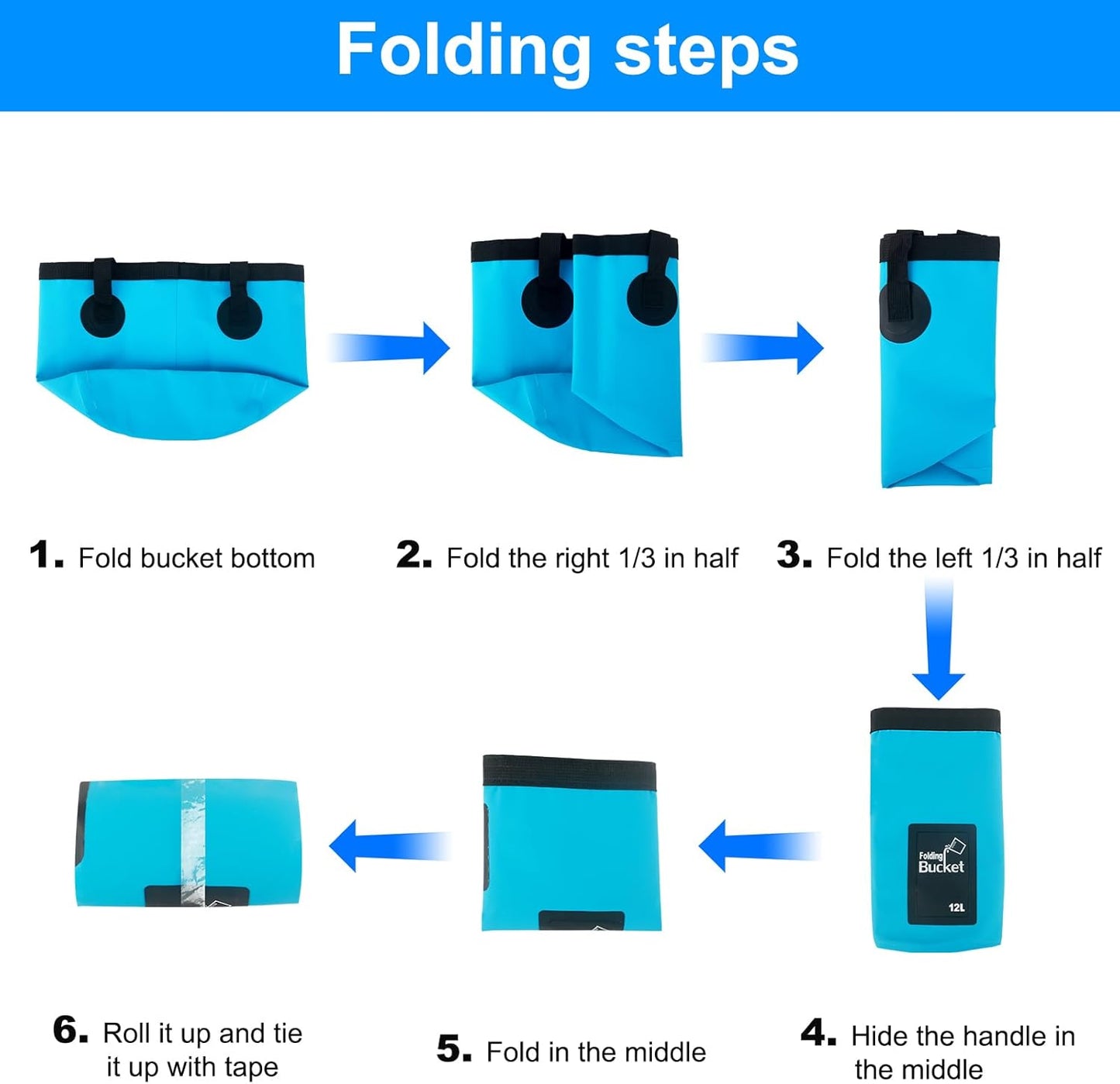 Car Wash Bucket 3.2 Gallon, Collapsible Bucket for Cleaning Supplies Car Wash Fishing, Plumbing Water Container Outdoor Camping Kids Sand Play Toy Organizer, Portable Laundry Wash Basin RV Essentials