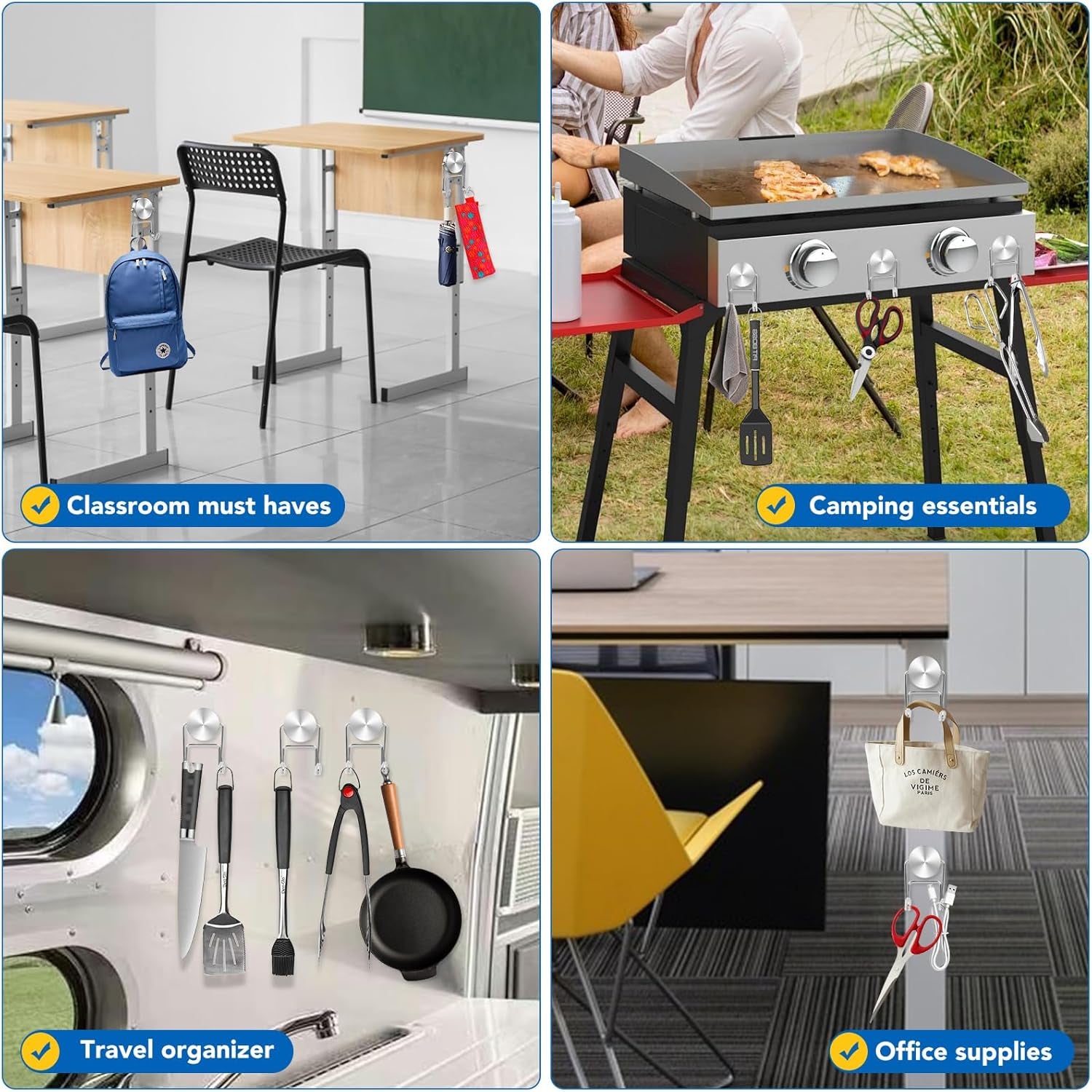 Magnet Hooks for Cruise Cabins, 80Lbs Swivel Magnets with Hooks, Cruise Ship Essentials, Heavy Duty Magnet Hook for Fridge, Hanging, Classroom, Whiteboard, Grill, and Strong Magnets -5 Pcs