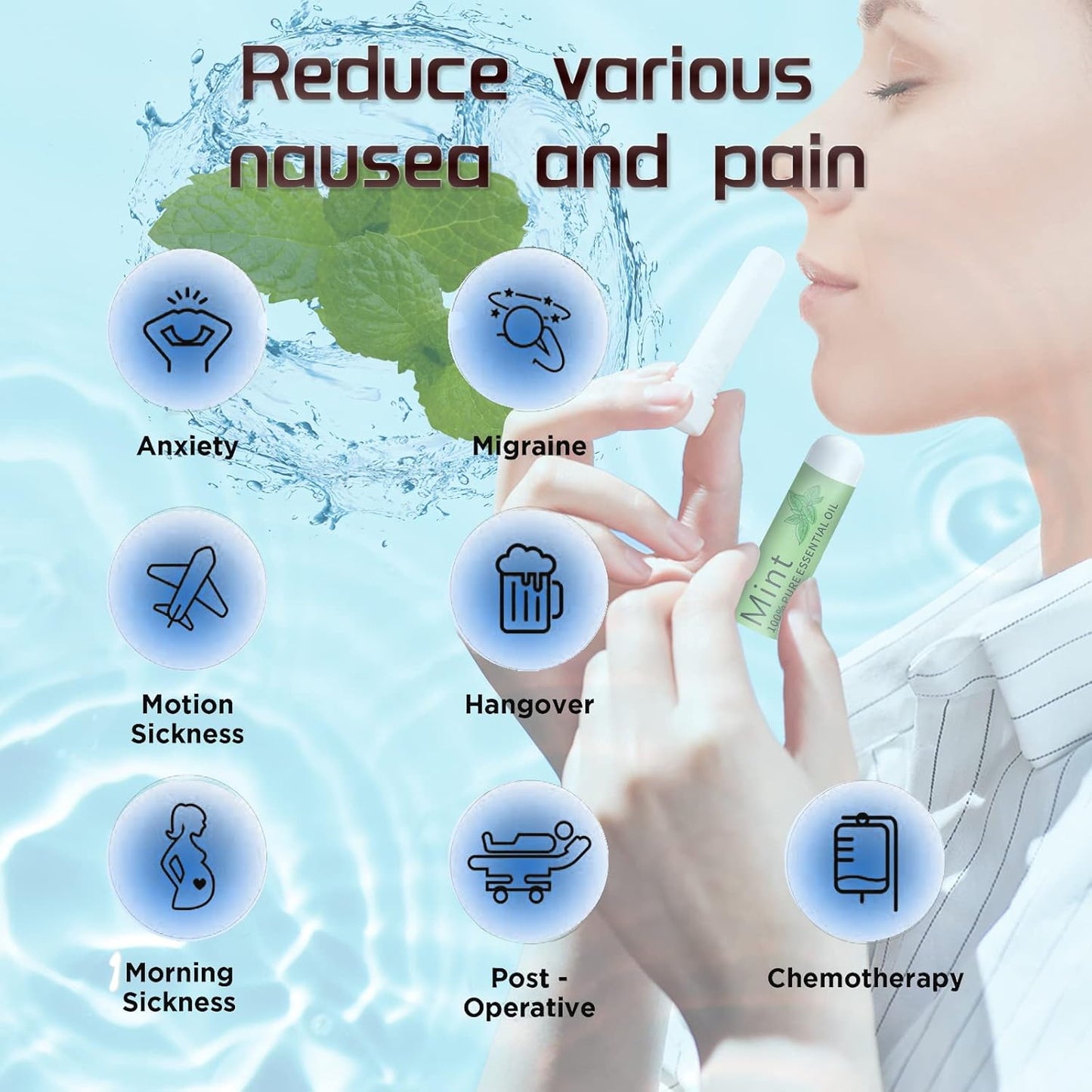 Nausea Relief Inhaler-Mint, 100% Natural Essential Oils Inhalers