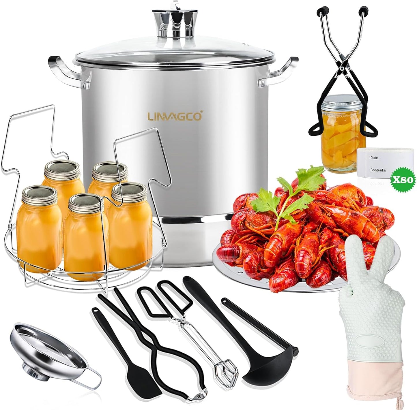 Canning Supplies Starter Kit: Comprehensive Water Bath Canner and Steam Canner Set with Rack and Lid