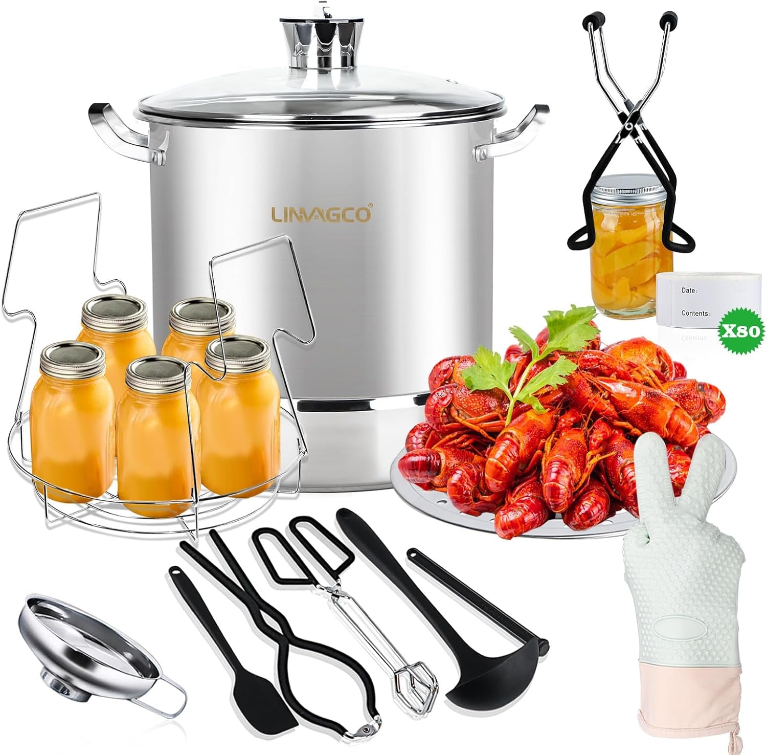Canning Supplies Starter Kit: Comprehensive Water Bath Canner and Steam Canner Set with Rack and Lid