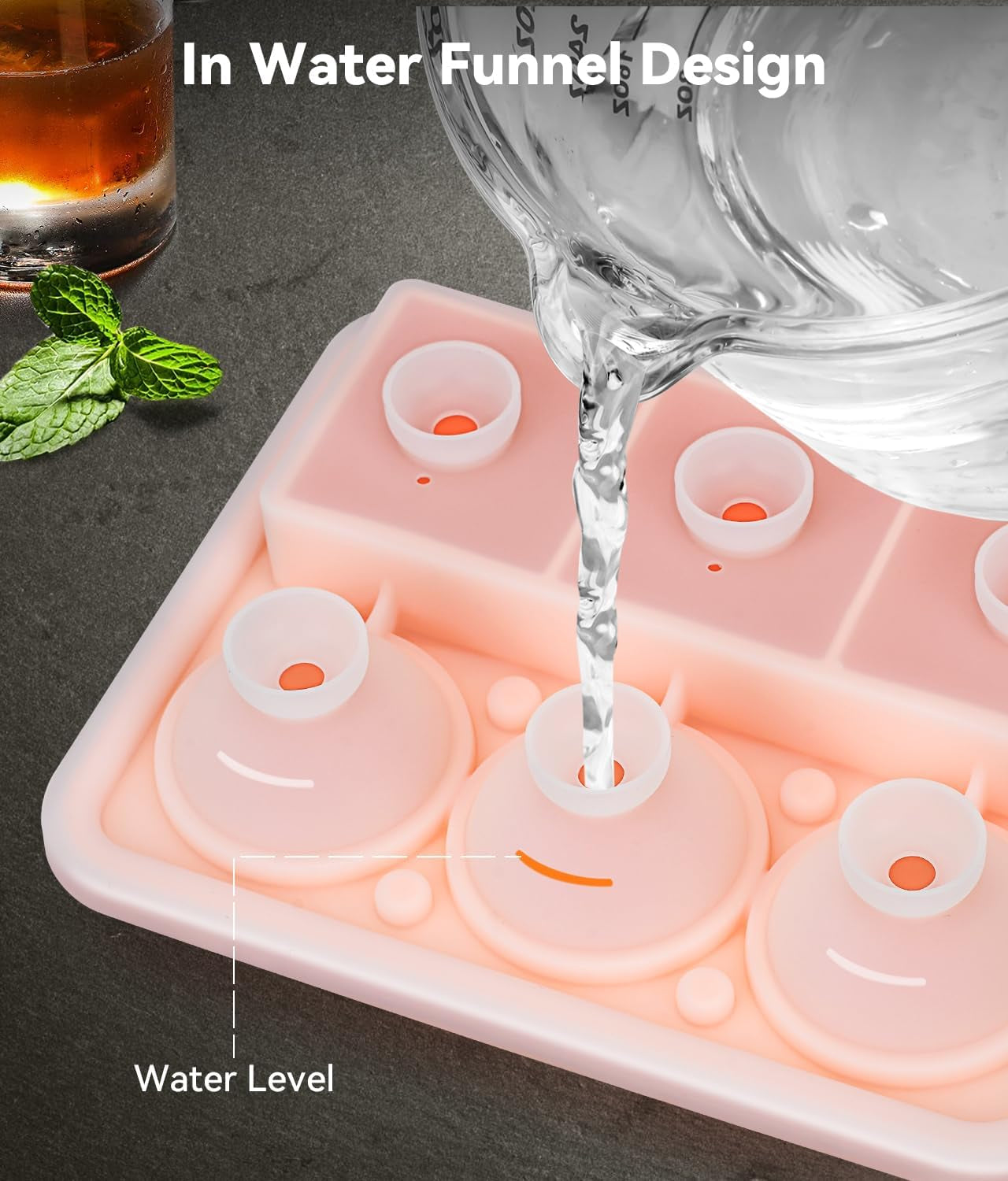 Ice Cube Tray with Lid, Silicone Ice Molds with Round, Square, Diamond, Rose, Large Ice Cube Mold for Whiskey, Bourbon, Cocktails, Easy Release BPA Free, Set of 2