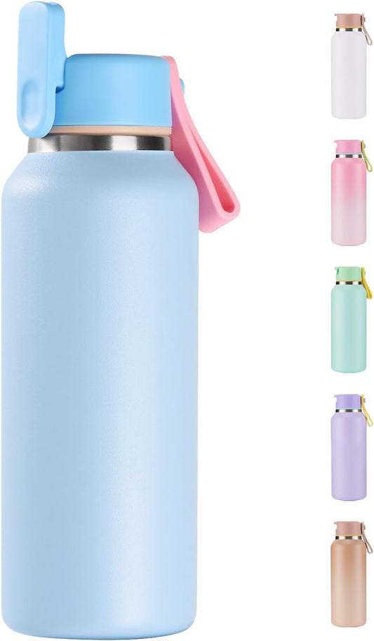 12Oz Kids Water Bottle for School Boys&Girls, 304 Stainless Steel Toddler Cup, Insulated Water Bottle with Straws, Bpa-Free, Blue